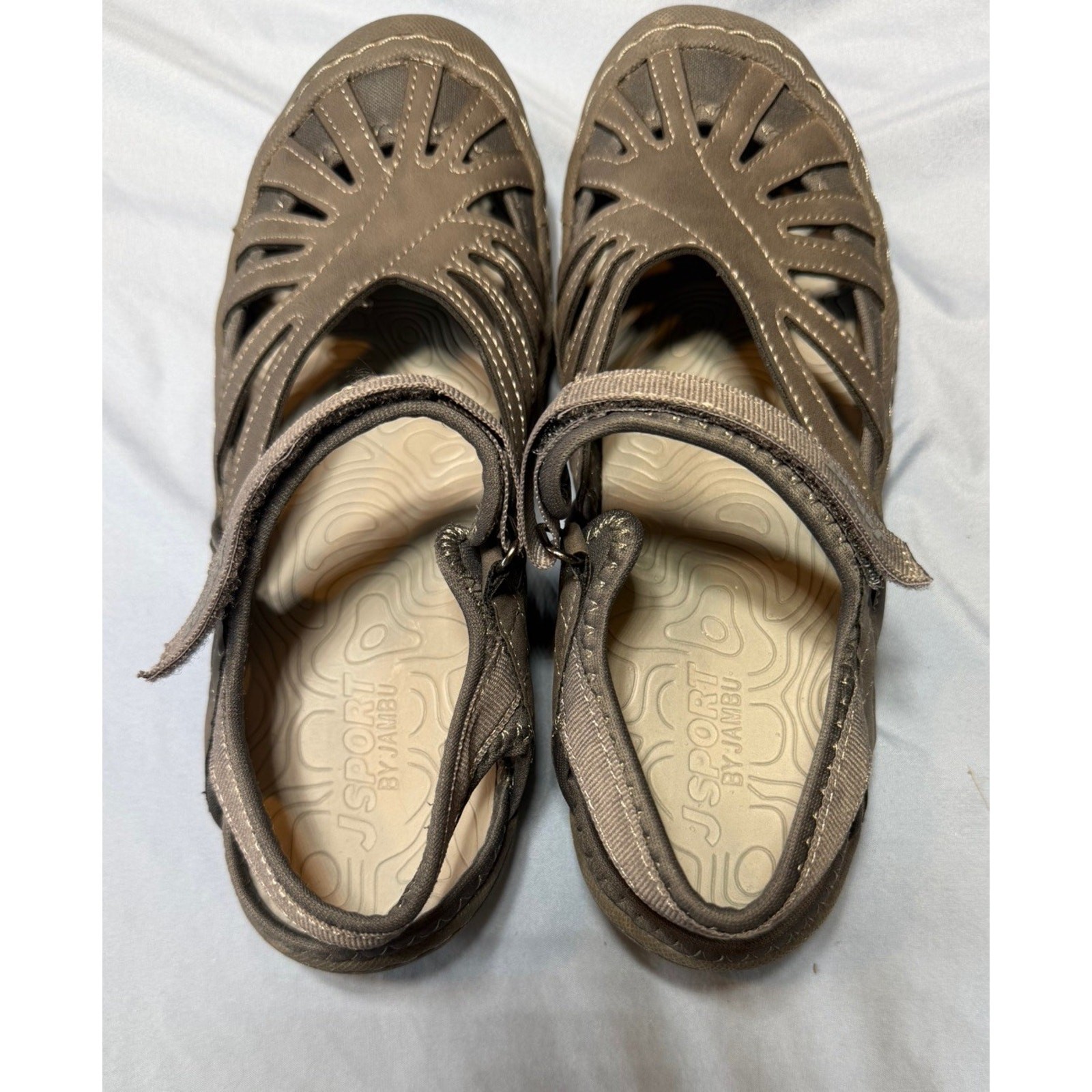 JSport Poppy Sandals Closed Toe Hook & Loop Gray Comfort