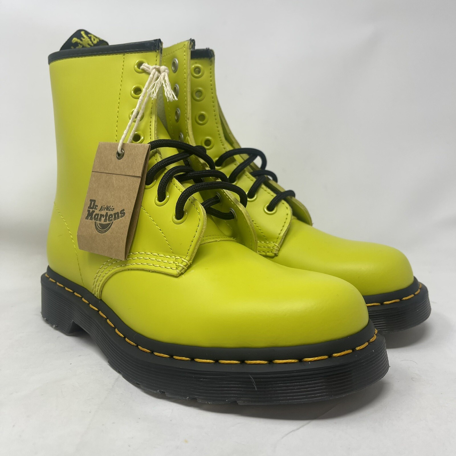 New Dr. Martens 1460 Smooth Leather Yellow Lace Up Boots US Size 5M/6W or 8M/9W