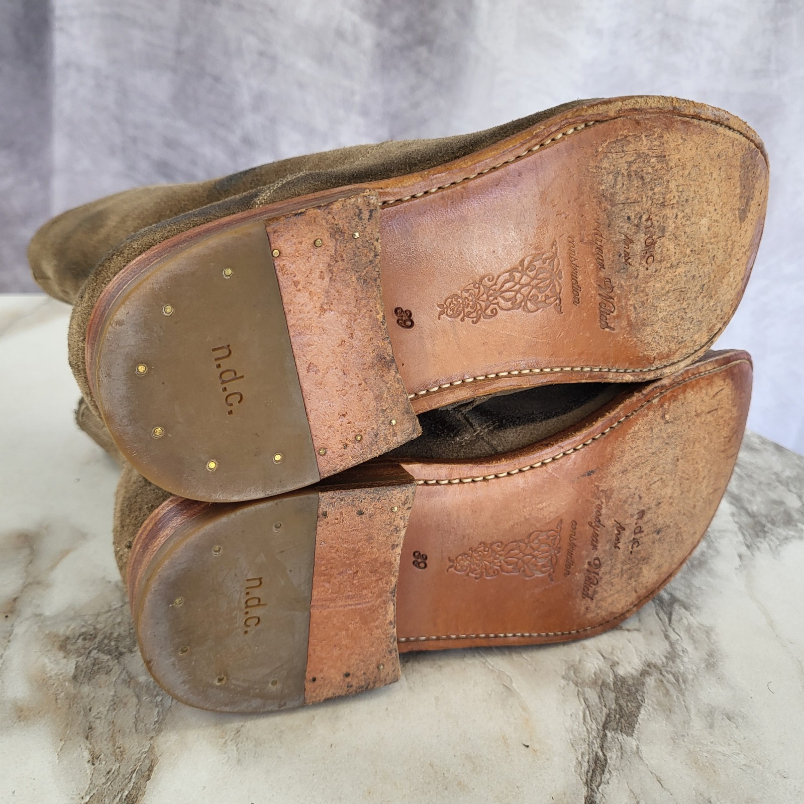 N.D.C Tusitania Hand Made Suede Zip Up Boots Women’s Size 39 Tan