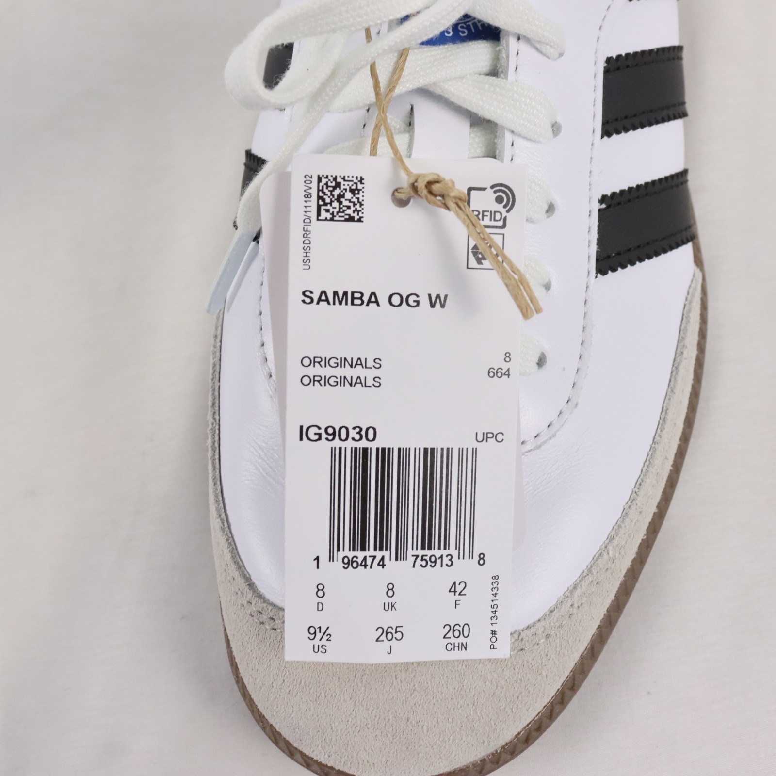 Adidas Samba OG Casual Street Sneakers In White/Black Women’s Size 9.5 (IG9030)