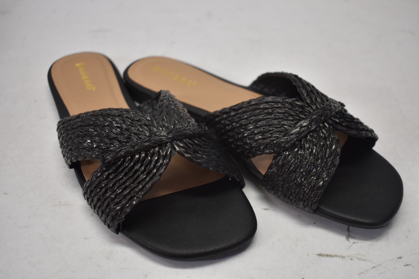 Bamboo Eclipse Black Woven Womens Sandals Slip On Open Toe Shoes Size 7-1/2