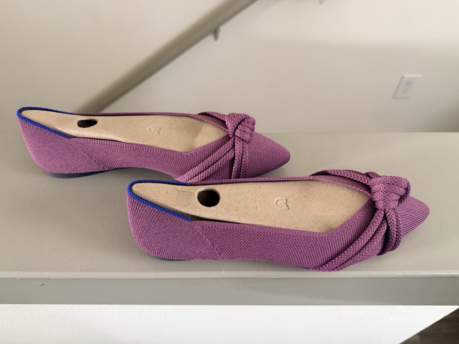 Rothy’s The Knot Point II Mauve Knit Pointed Toe Slip-On Flats Women’s 8.5