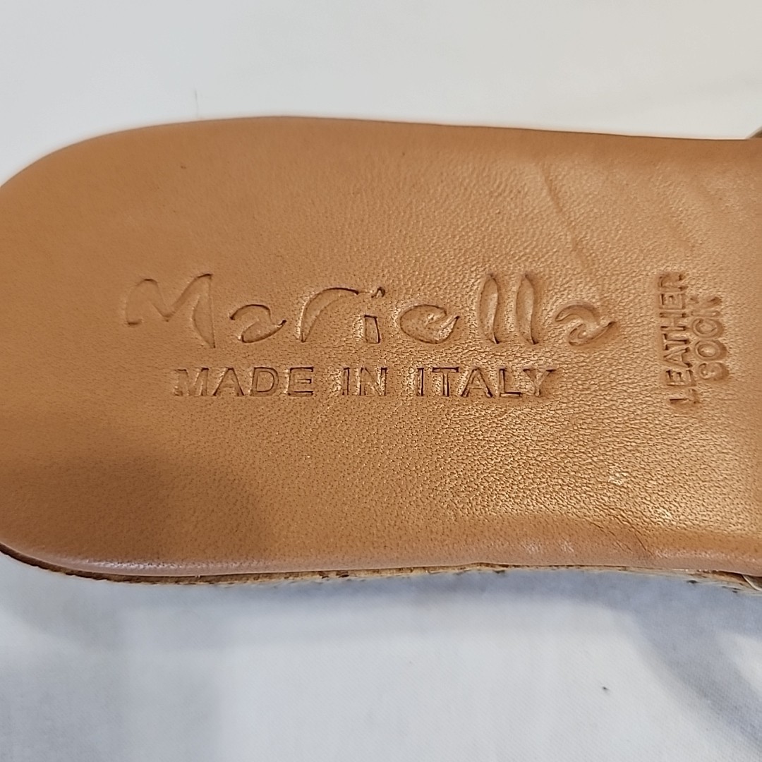Mariella Women’s 8 Gold Rhinestone Sandals Shoes Made In Italy