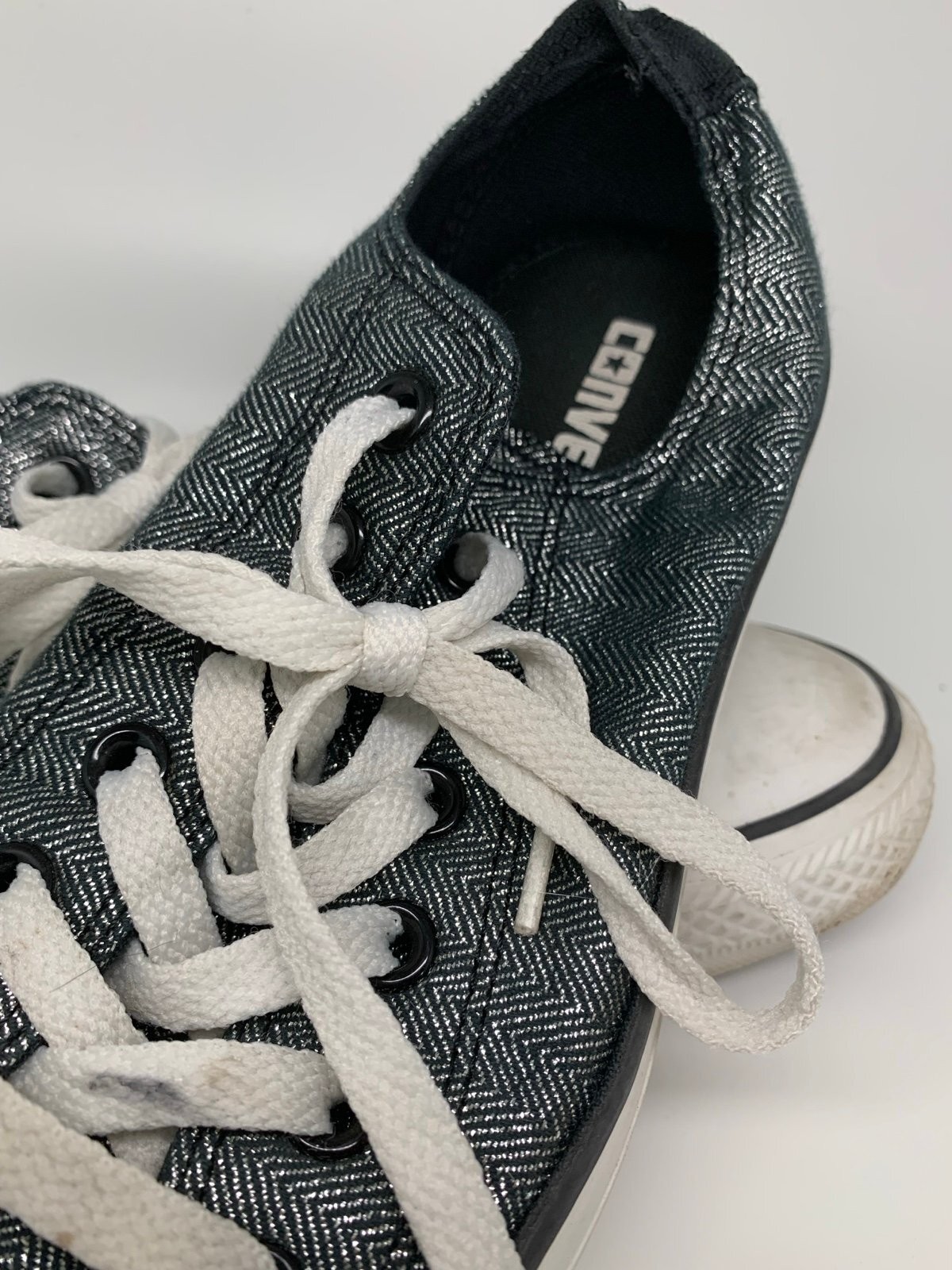 Converse All Star Low Top Sneakers Black Herringbone Pattern Size Women’s 7