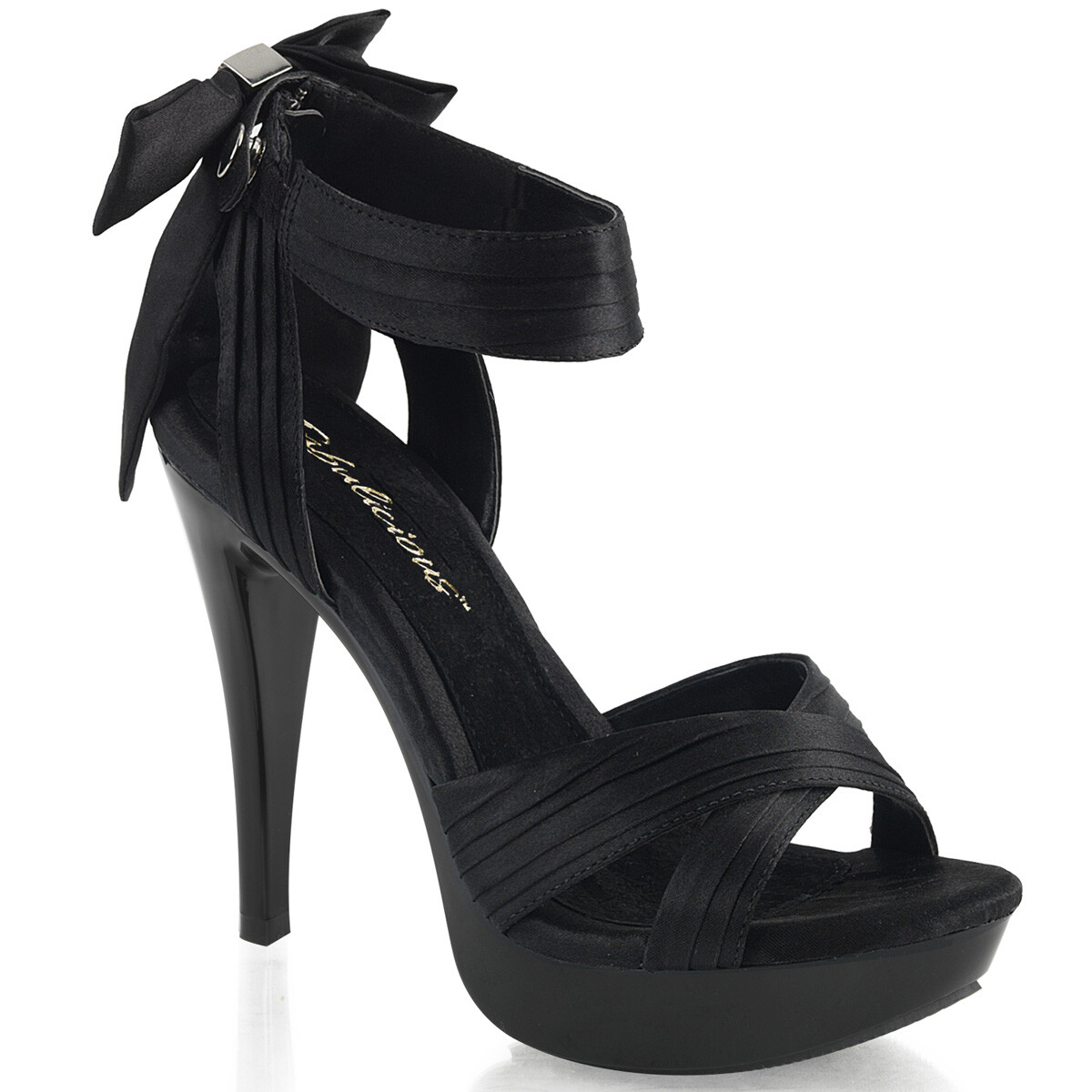 Black Satin Drag Queen Formal Costume Ball High Heels Womans Shoes Large Sizes