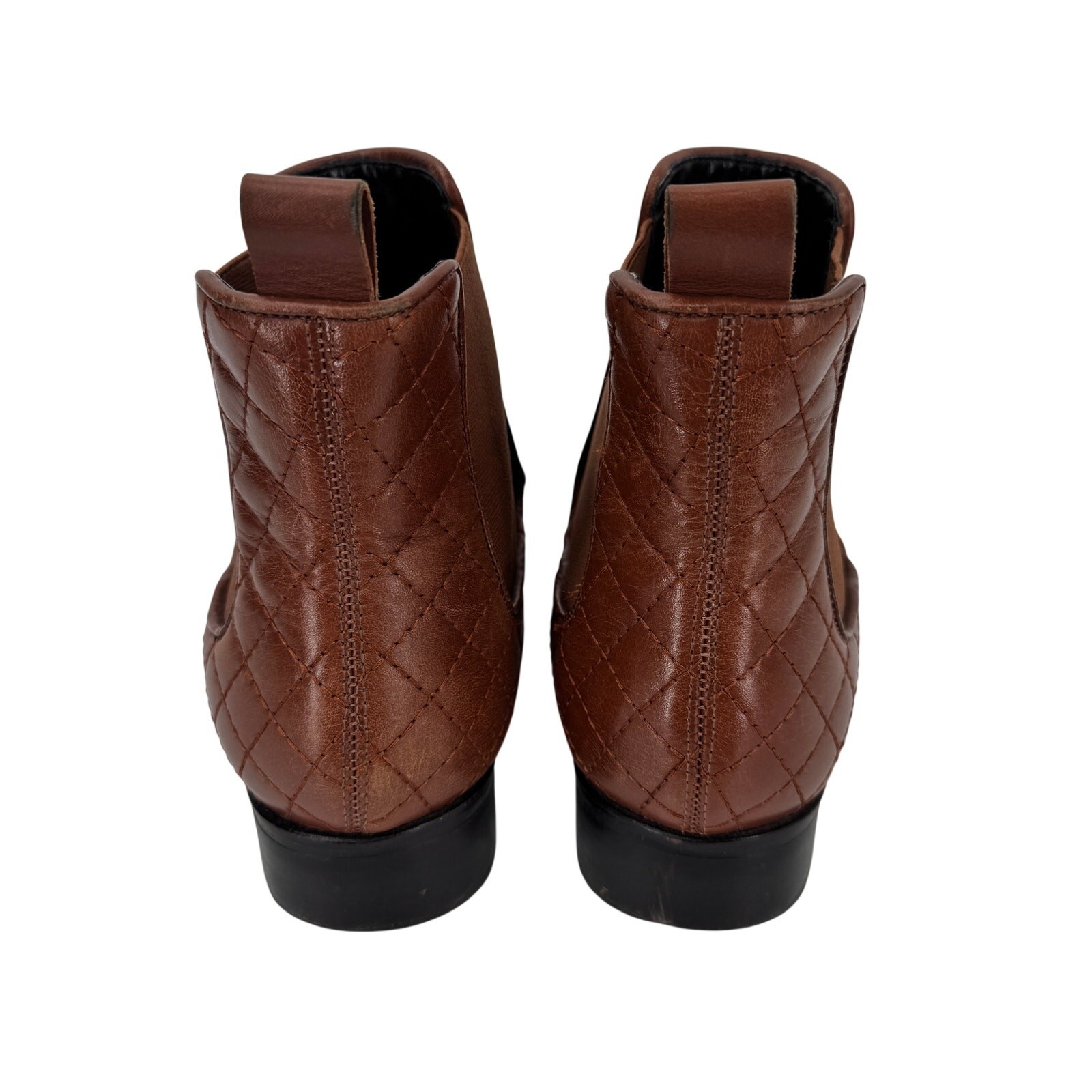 Talbots Leather Bootie Womens 9 M Brown Quilted Tish Soft Nappa Slip On Classic