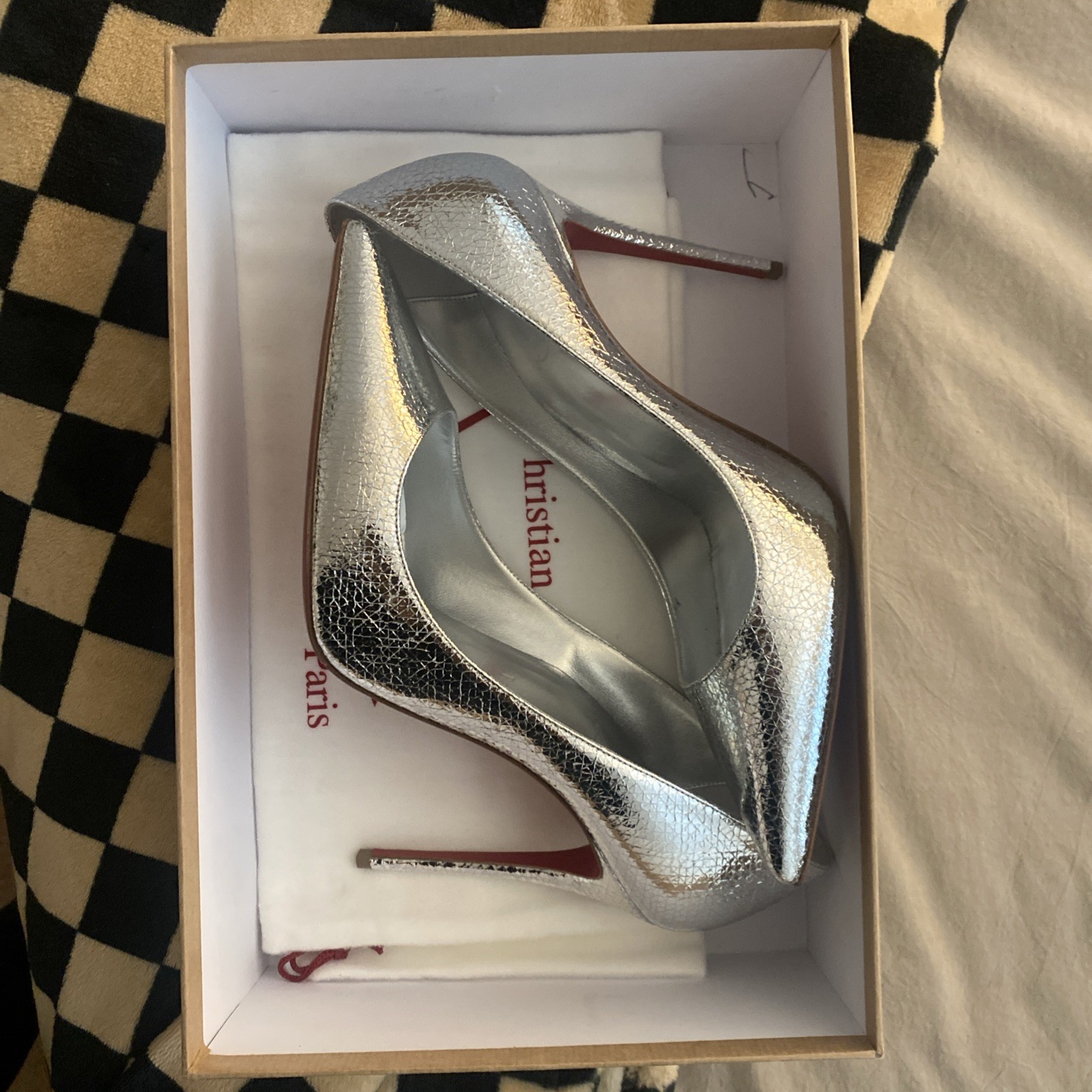 Christian Louboutin Silver Kate 100 Specchio Star Heels In Silver 40/10