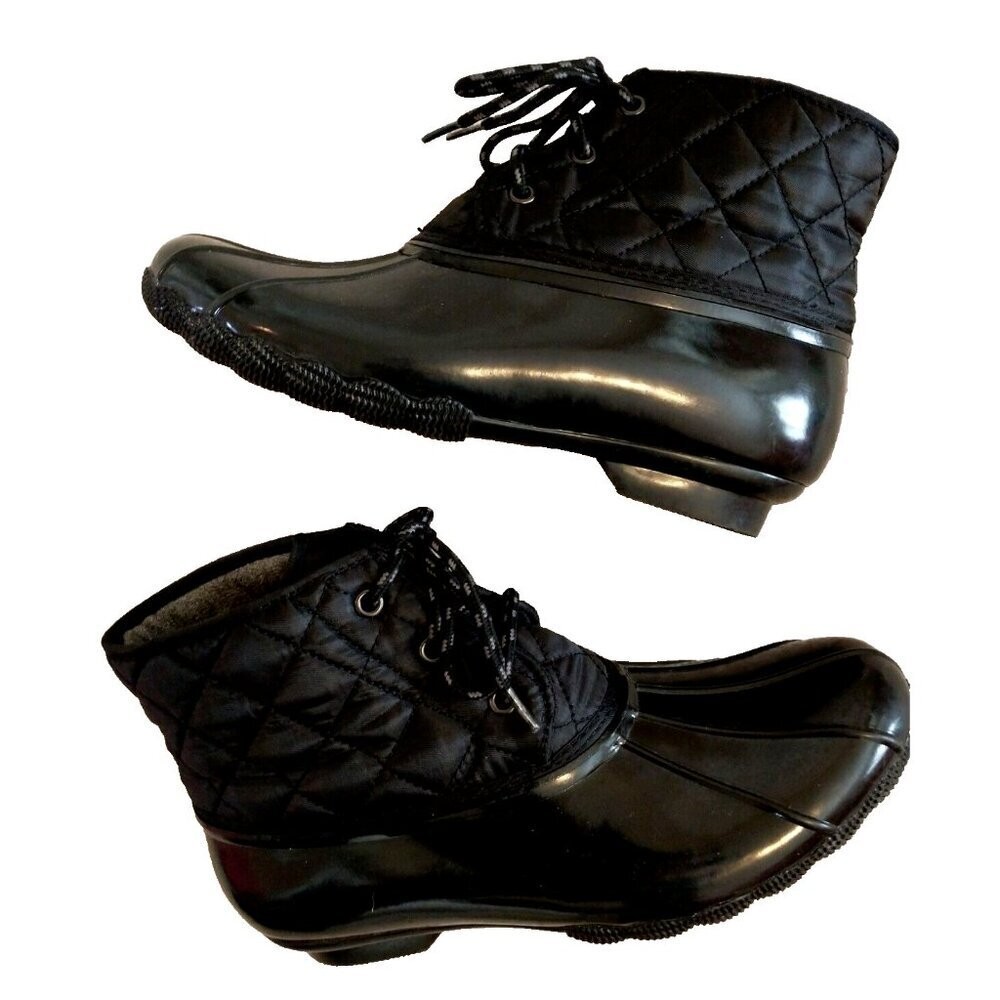 Skechers Pond-Lil Women’s Quilted Lace Up Waterproof Lined Boots Black – Size 10