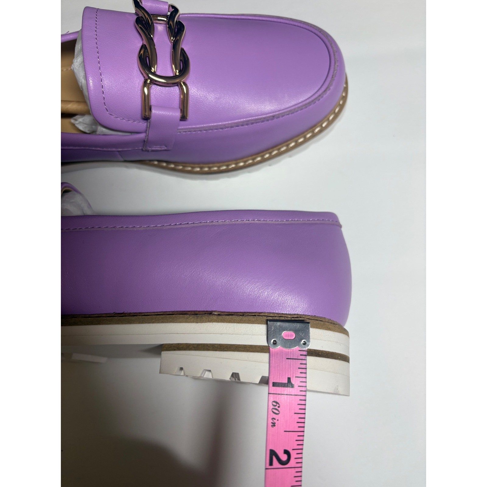 Talbots NWT Laura Link Purple Leather Lug Sole Chain Loafers – 8.5M
