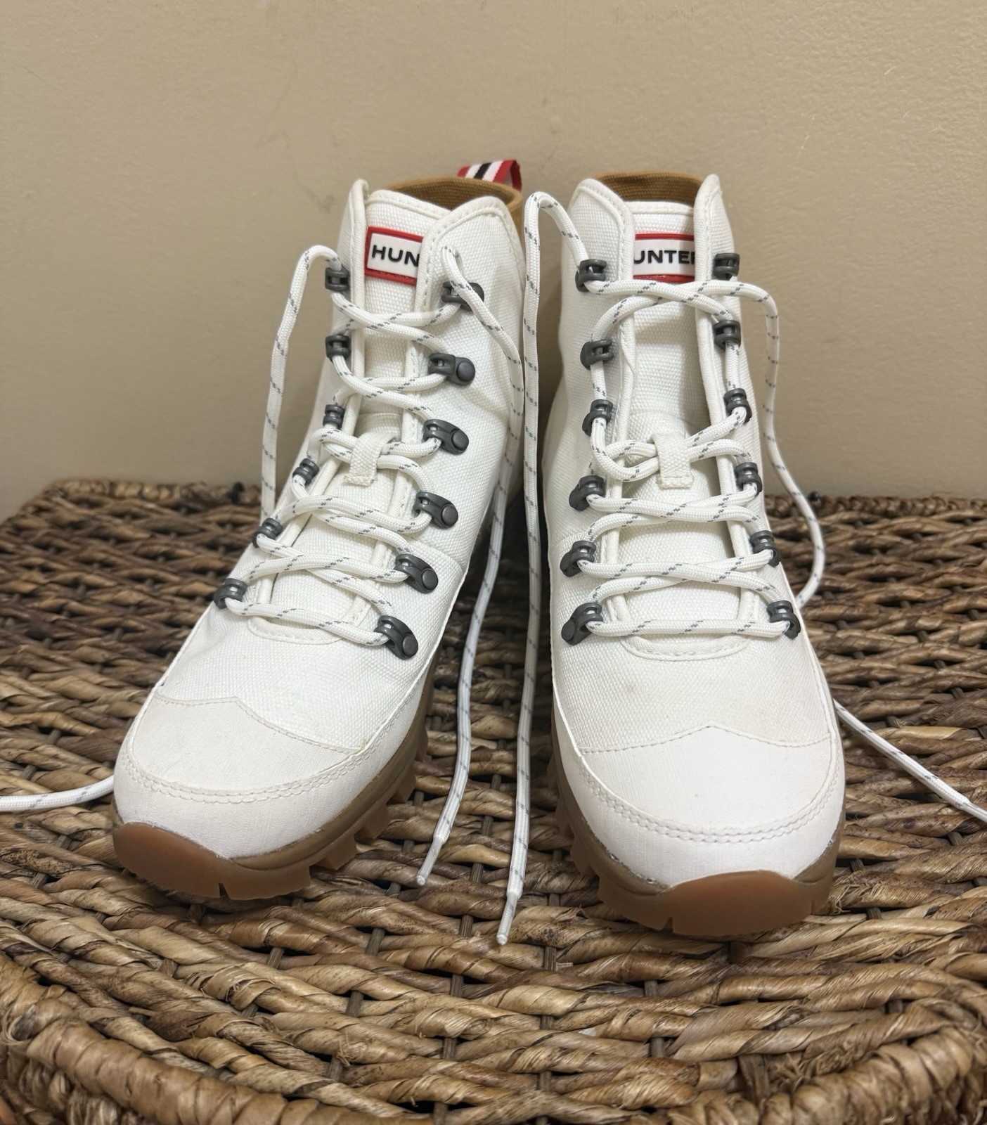 Hunter Canvas Desert Commando Boots White 8 Preppy Going Out Festival