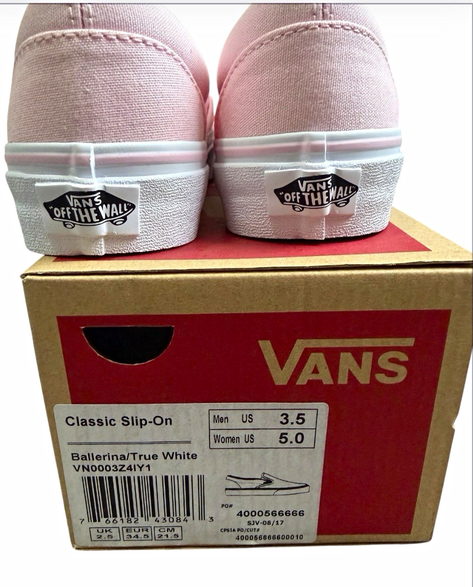 VANS Classic Slip-On Canvas Sneaker Pink/White VN0003Z4IY1