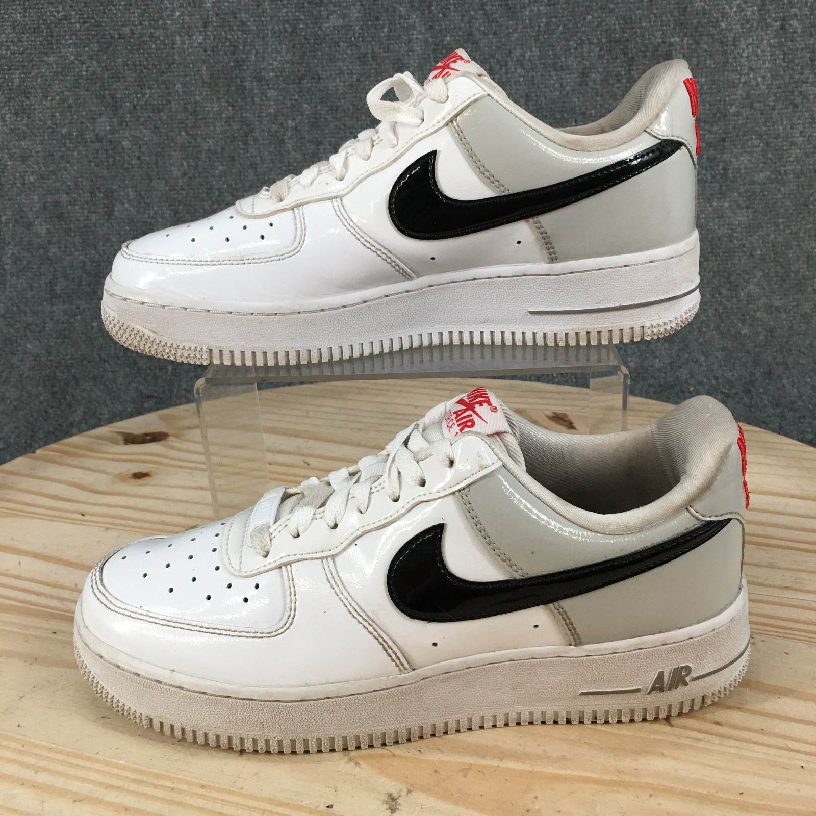 Nike Air Force 1 07 Essential Shoes Womens 8 Low Top Sneakers Black White Red