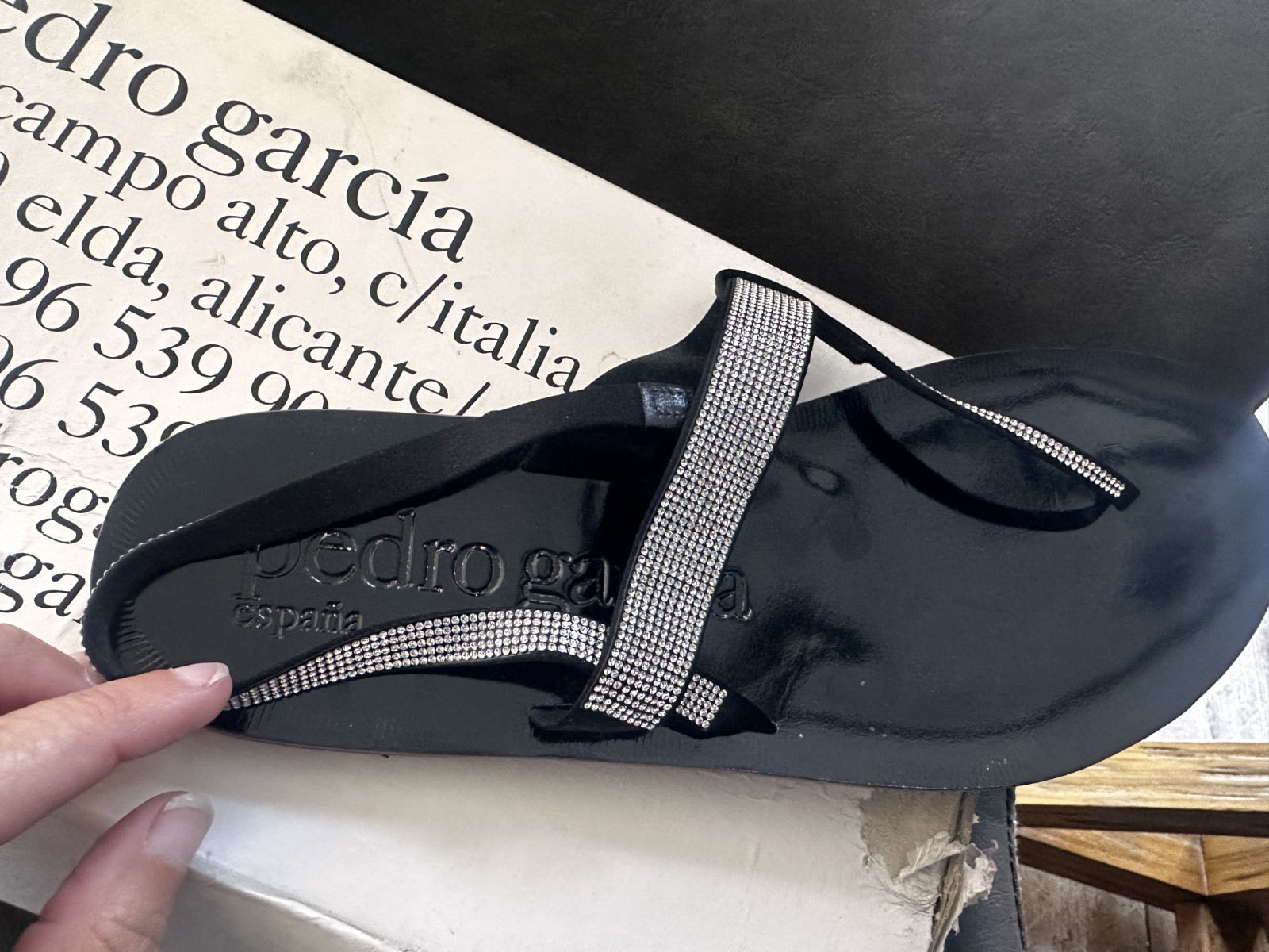 Pedro Garcia Espana Swarovski Studded Sandal Size 9.5 Black