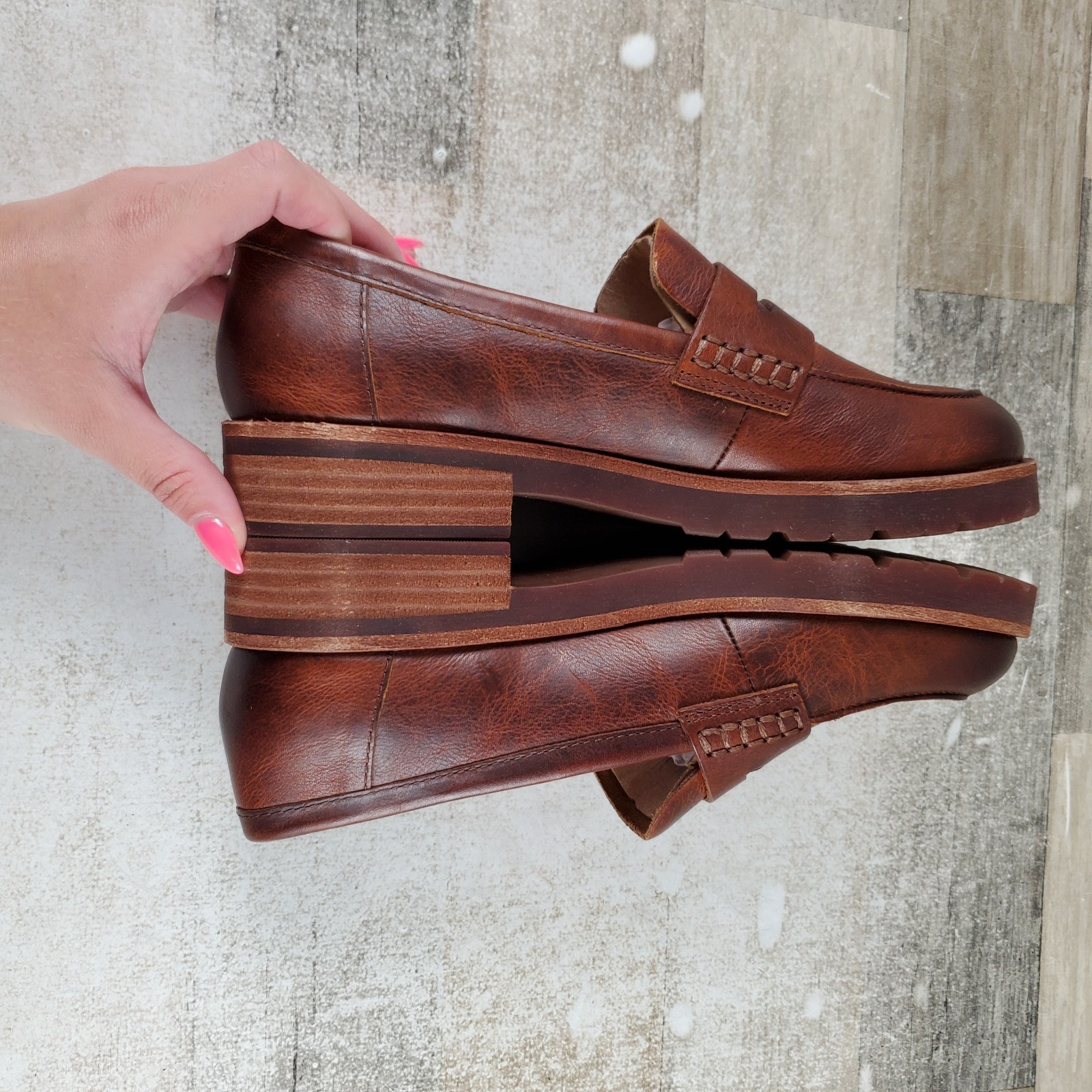 Kork Ease Carlisle Womens Penny Loafers Shoes Sz 7.5 M Brown Leather Slip On