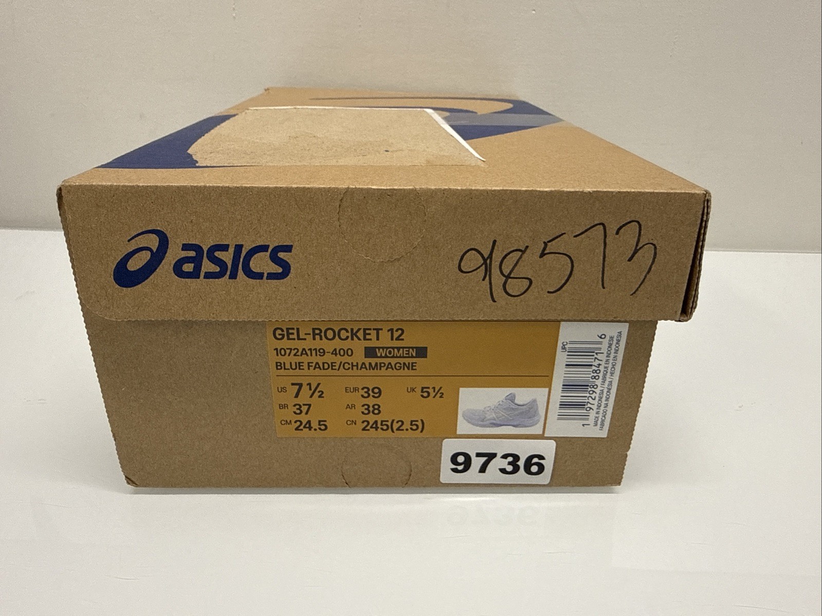 Asics Gel Rocket 12 Blue Fade/Champagne * 1072A119-400 * Women’s 7.5