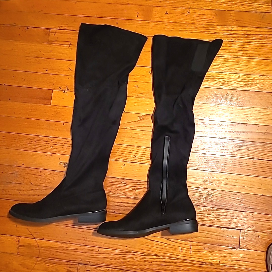 Women’s Boots Shoes 23″ Tall SvpinsonBlack Faux Leather, Fabric