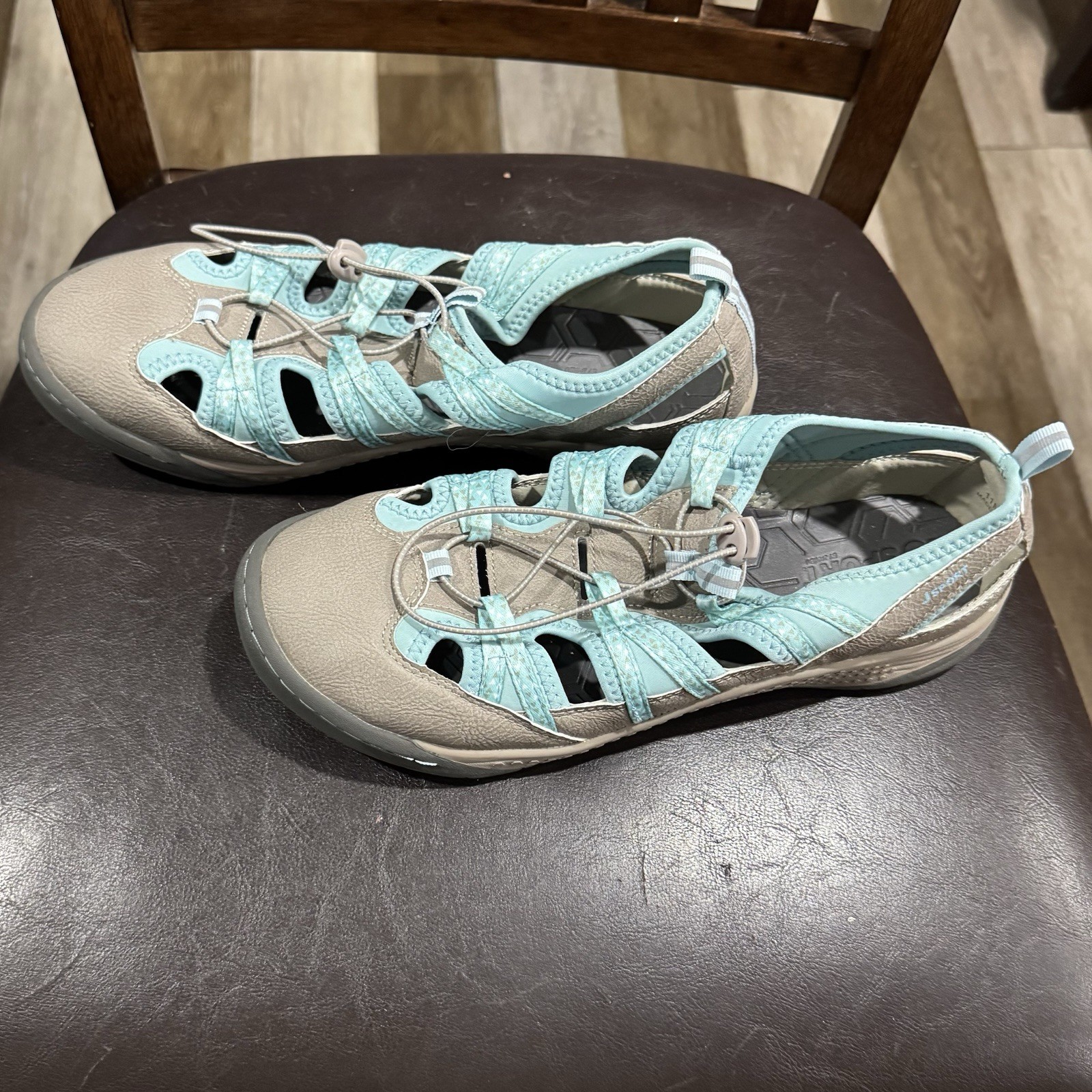 JSport by Jambu Breeze Water Sport Sandals Women’s Sz 11 Taupe Teal Blue NWOT