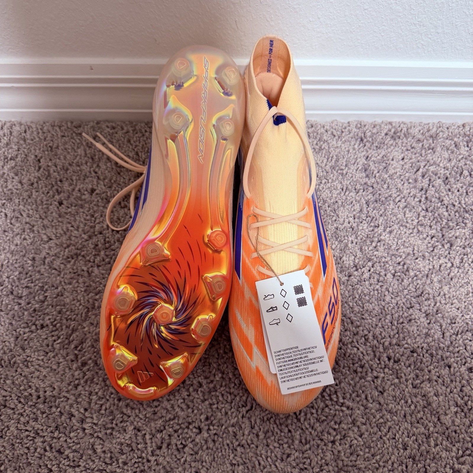 adidas F50 Sparkfusion Elite Mid FG AG Soccer Cleats Orange JH7647 Women Size 11