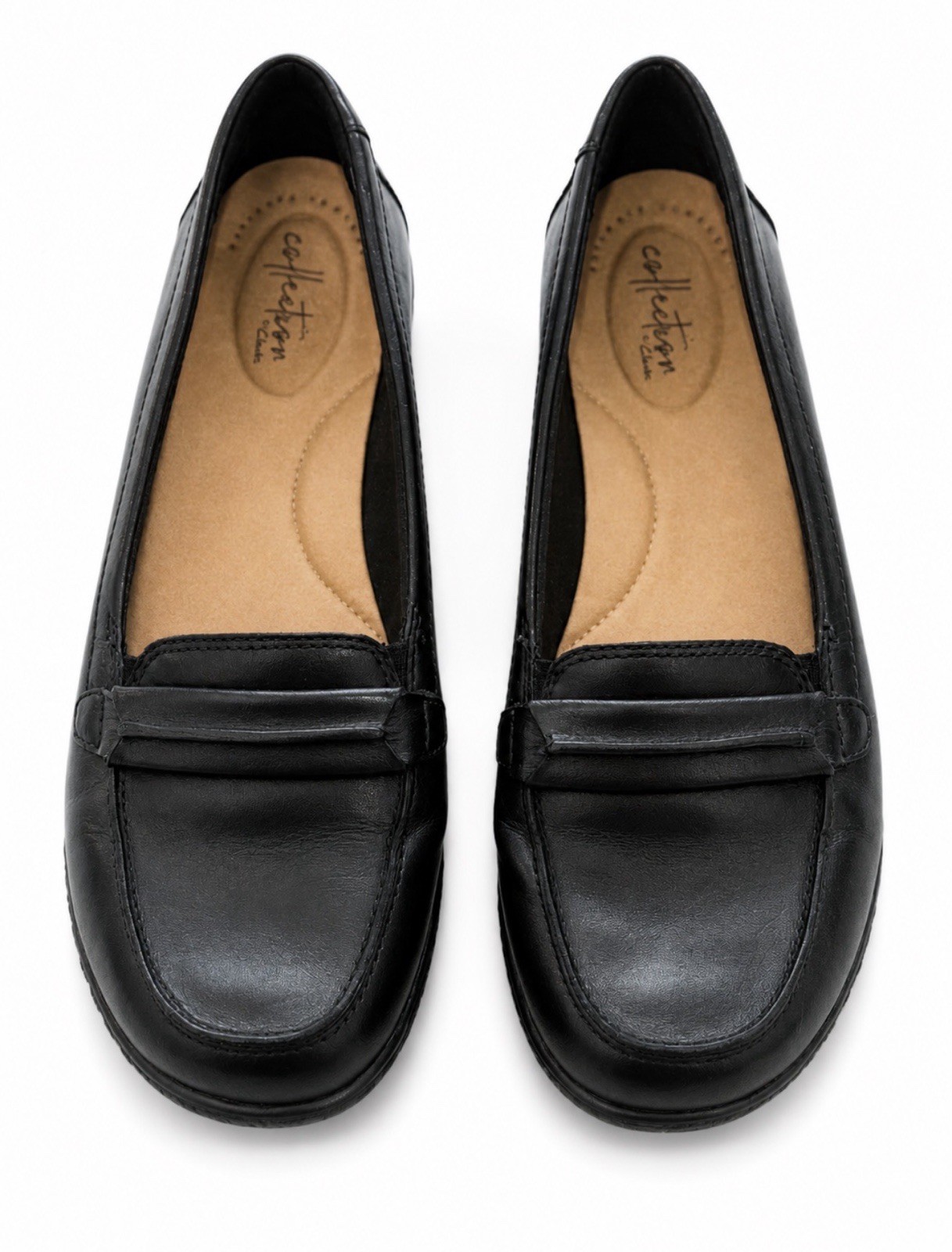 Clarks Collection Black Leather Loafers Women’s Size 8.5 Slip-On Comfort Shoes