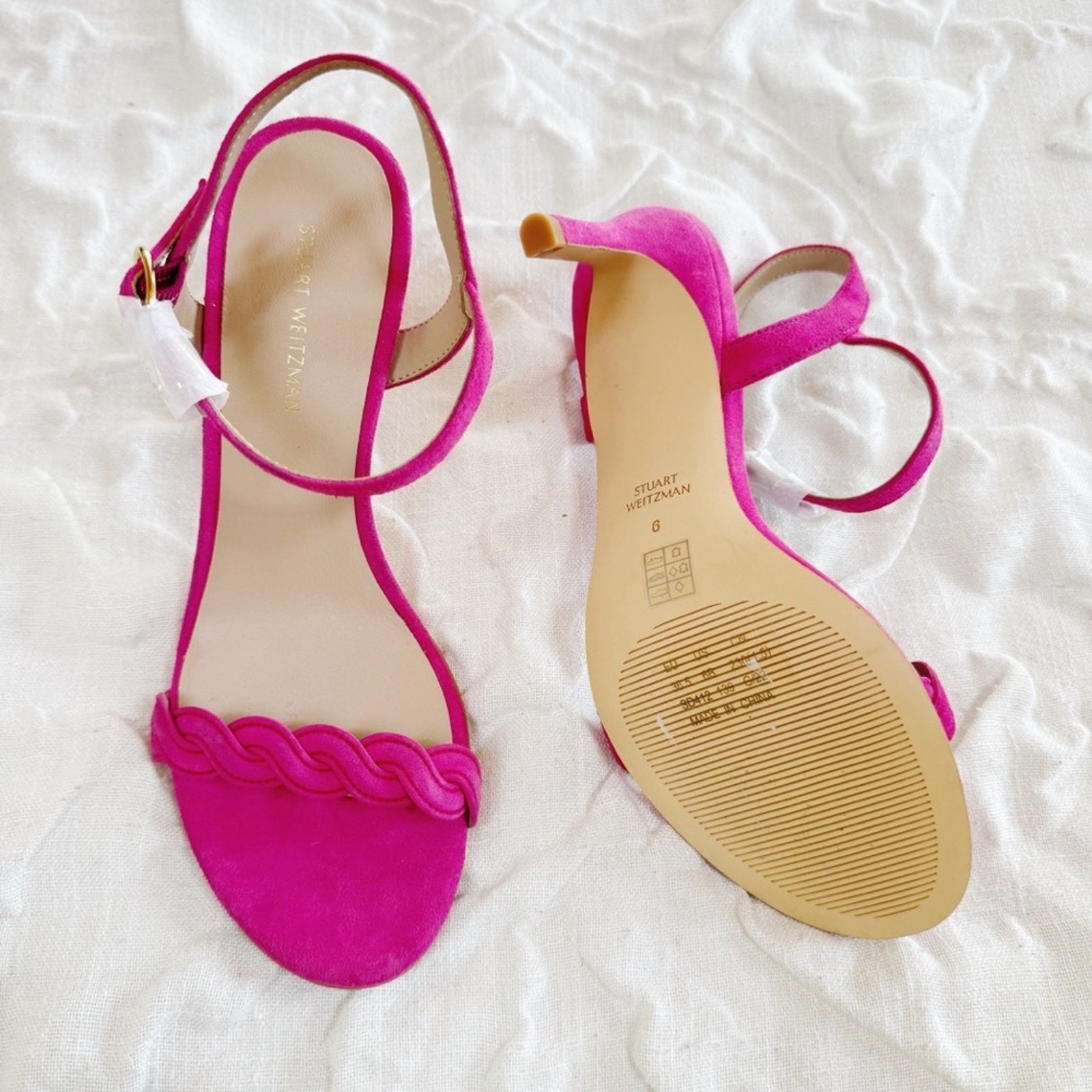 Stuart Weitzman Dancer Twistie 100Suede Sandal In Pink Size 6