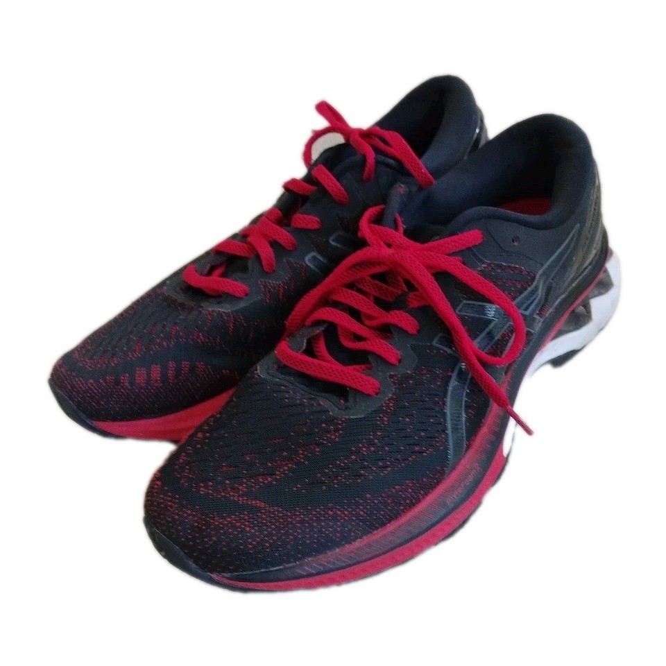 Asics Women Gel Kayano 27 Black And Red Running Dark Sneakers sz 9