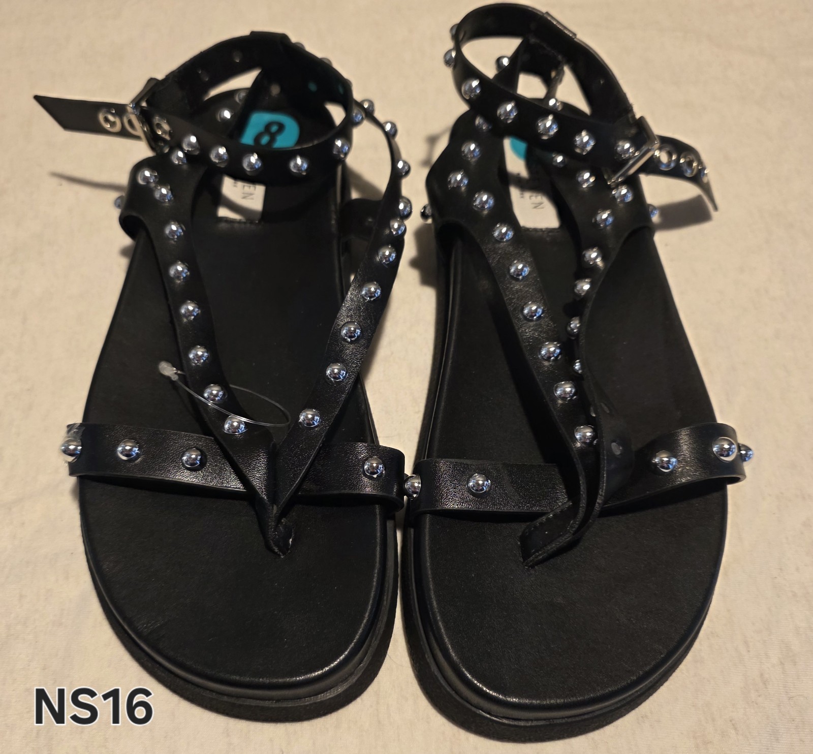 Steven New York Black Studded Gladiator Inspired Sandals Sz 8