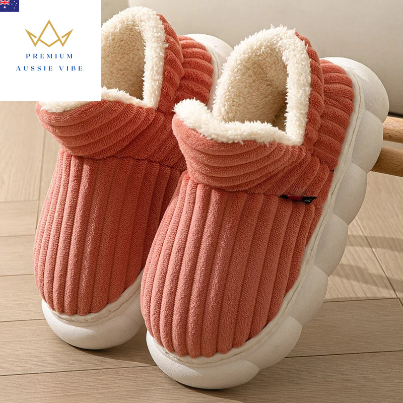 Unisex Winter Home Warm Slippers Plush Women Indoor Fur Slides High Top Concise
