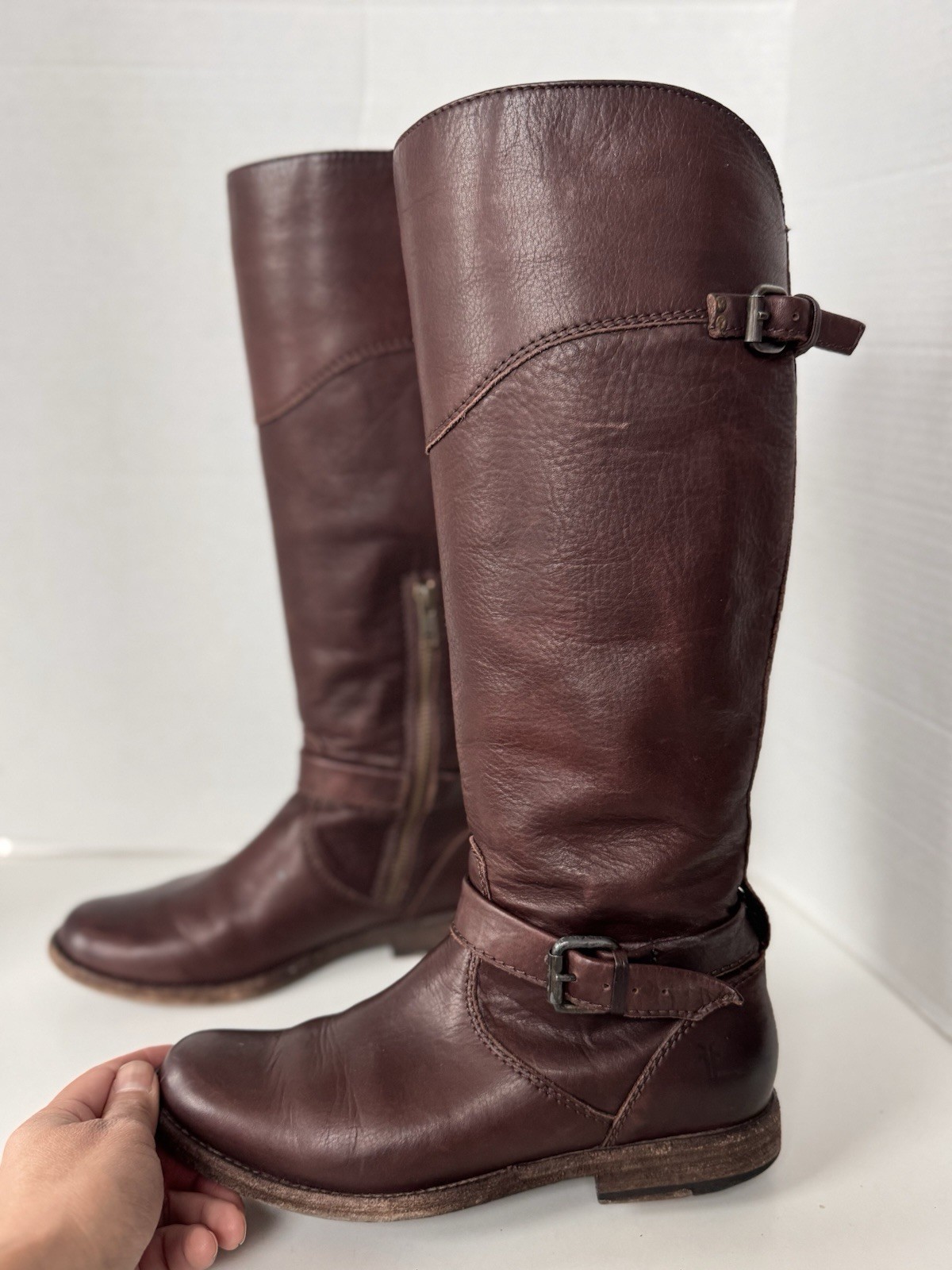Frye Phillip Brown Leather Equestrian Riding Style Western Cowgirl Boho Boot 6.5