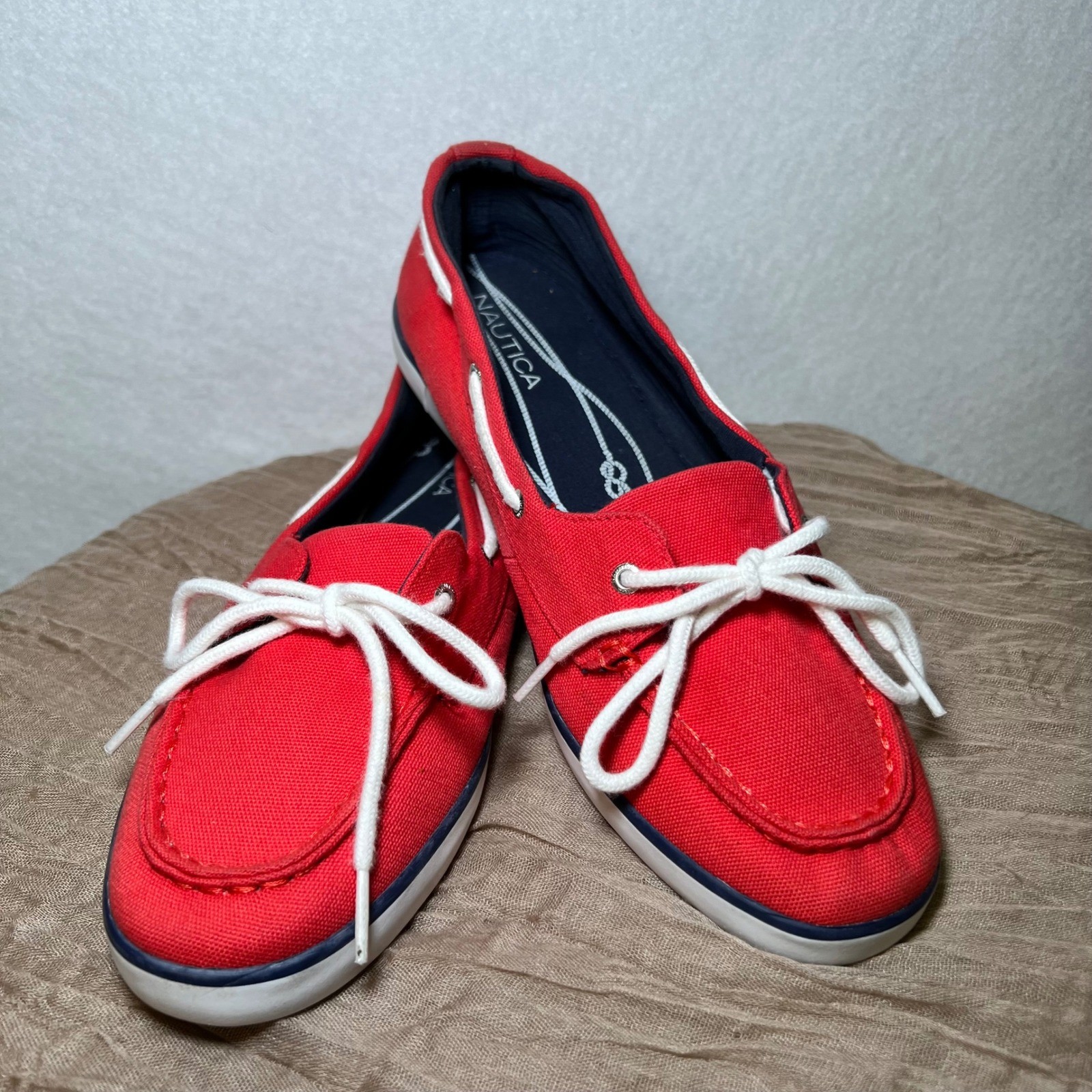 Nautica Pinecrest A Red Coastal Fisherman Nautical Americana Boat Shoes Woman 9