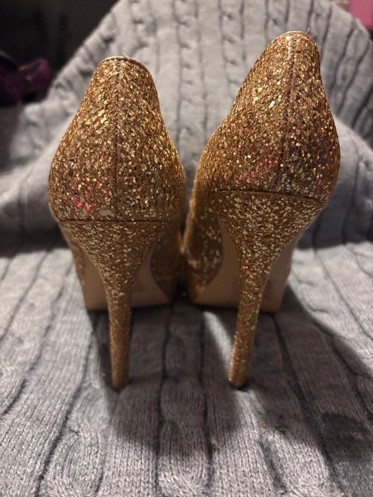Sparkly gold stiletto heels