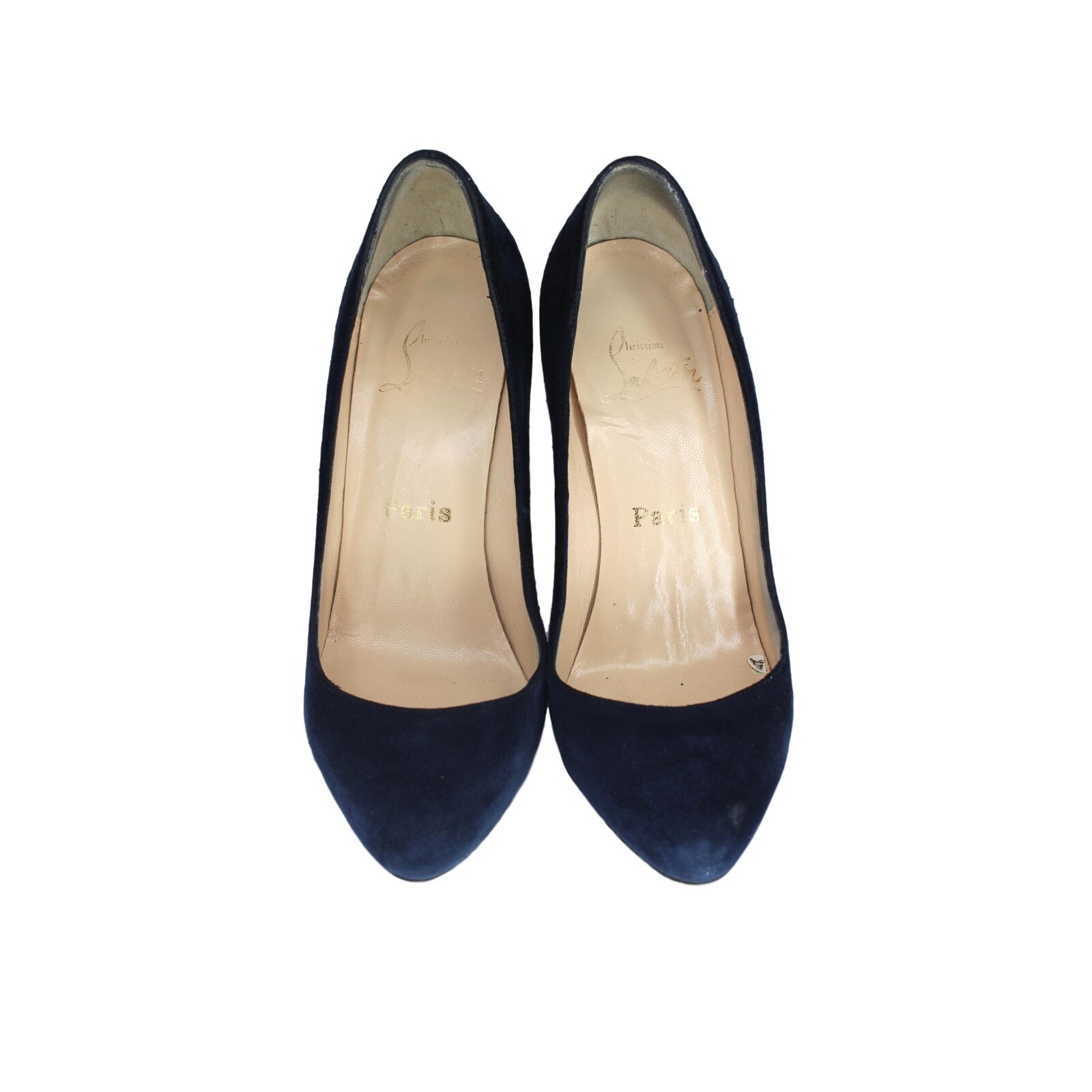 CHRISTIAN LOUBOUTIN Navy-Blue Suede Simple Semi Pointed Toe Pumps, US 6.5 $595
