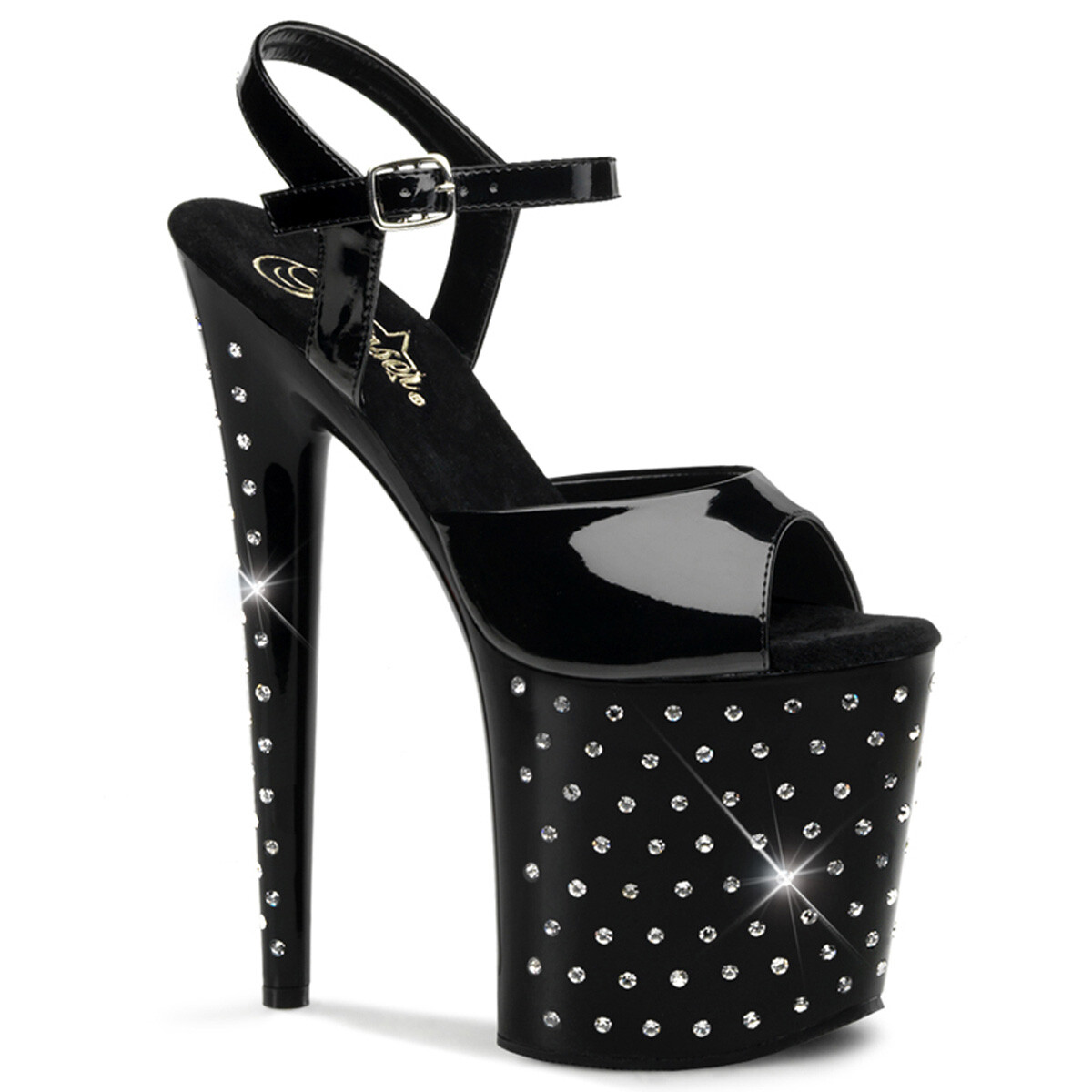 PLEASER STARDUST-809 Women’s 8″ Rhinestone Studded Ankle Strap Platform Shoes