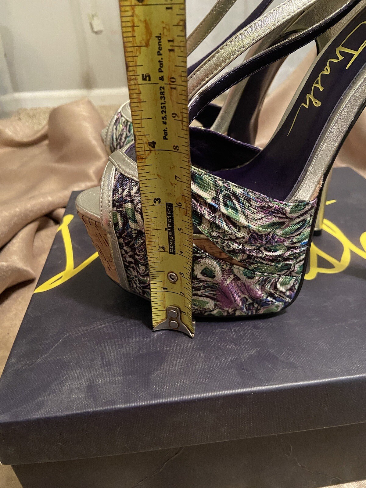 NIB London Trash Platform Silver Peacock heels Calypso Gorgeous!!!
