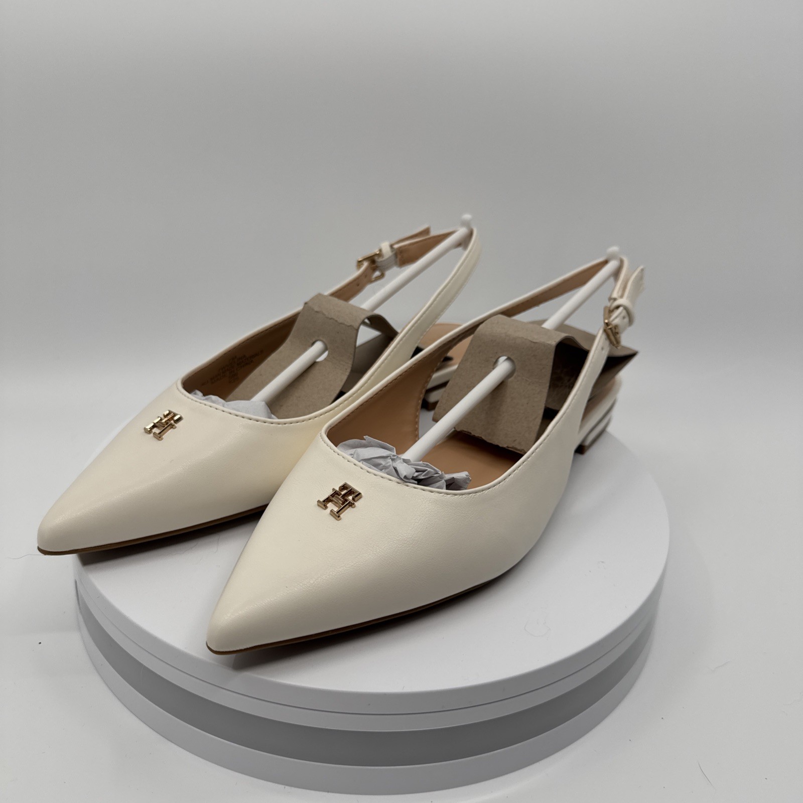 Women’s Tommy Hilfiger Velina Pointed Toe Slingback Flats Ivory