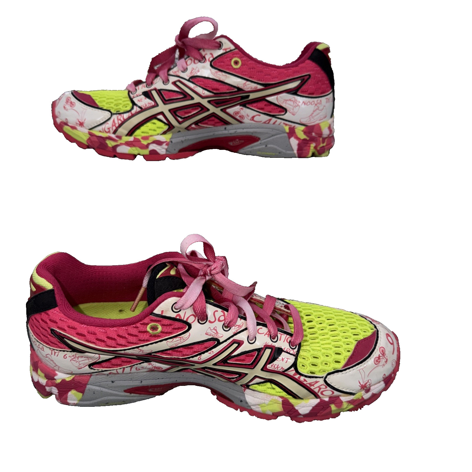 ASICS Gel Noosa Tri 6 W Size 8 Pink Lime Green Y2K Vintage Runner EUC T163N