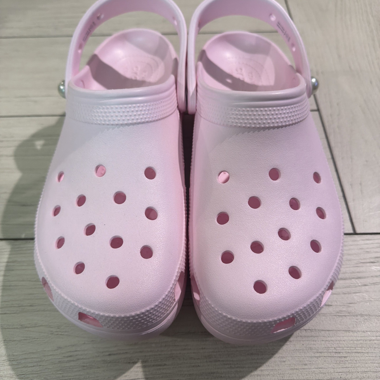 NEW Iconic Crocs Crush Platform Clogs Pearl Accent Comfort Light Pink Women’s 11