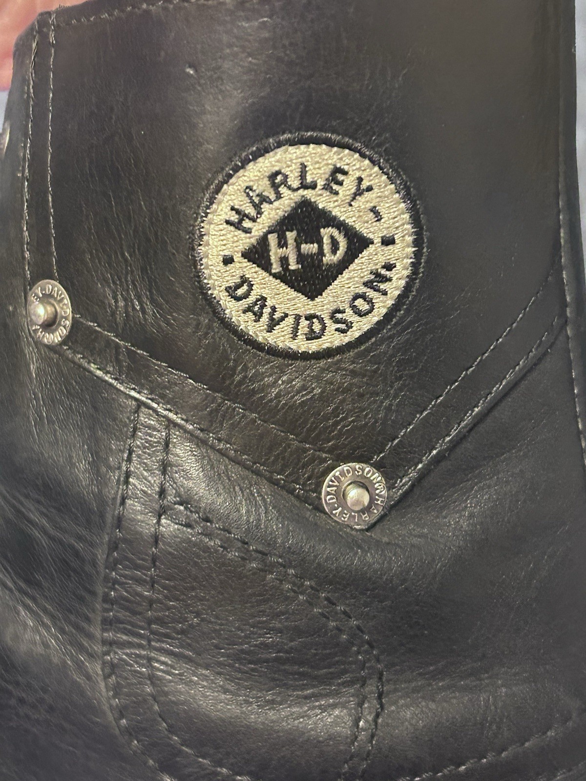 Harley Davidson Boots Womens 7.5 Black Leather 84070 Side Zipper Riding Motto