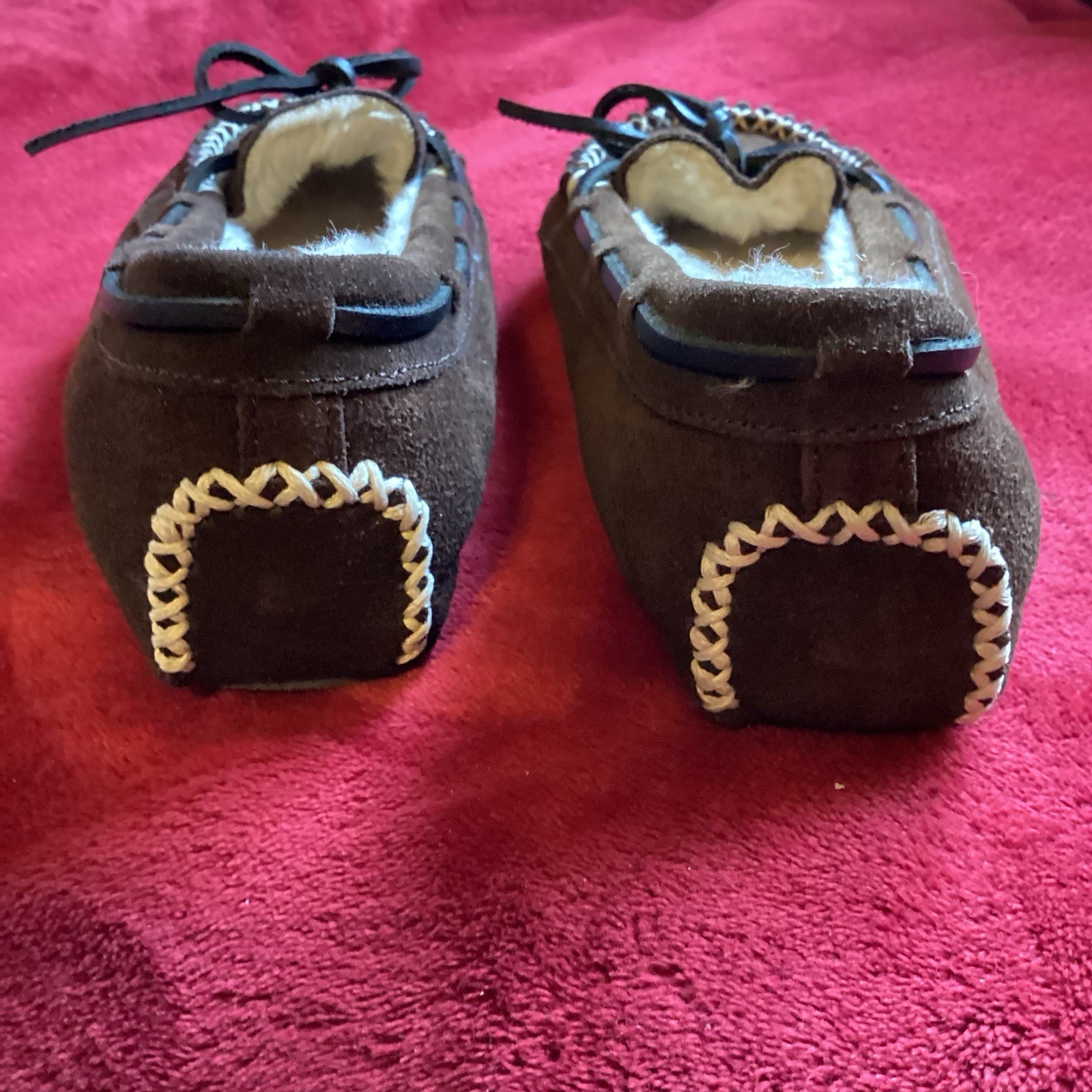 Women’s Sz 7 Fox Ridge Mocassins Slippers Suede Fleece Clean