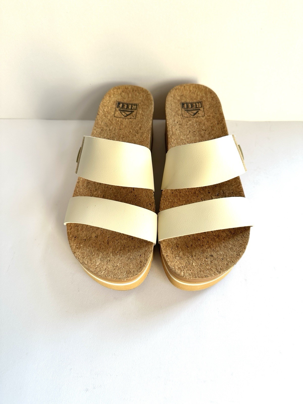 Reef Cushion Vista Higher Platform Sandal Vintage Tan/Cream/Cork Comfort New Sz8