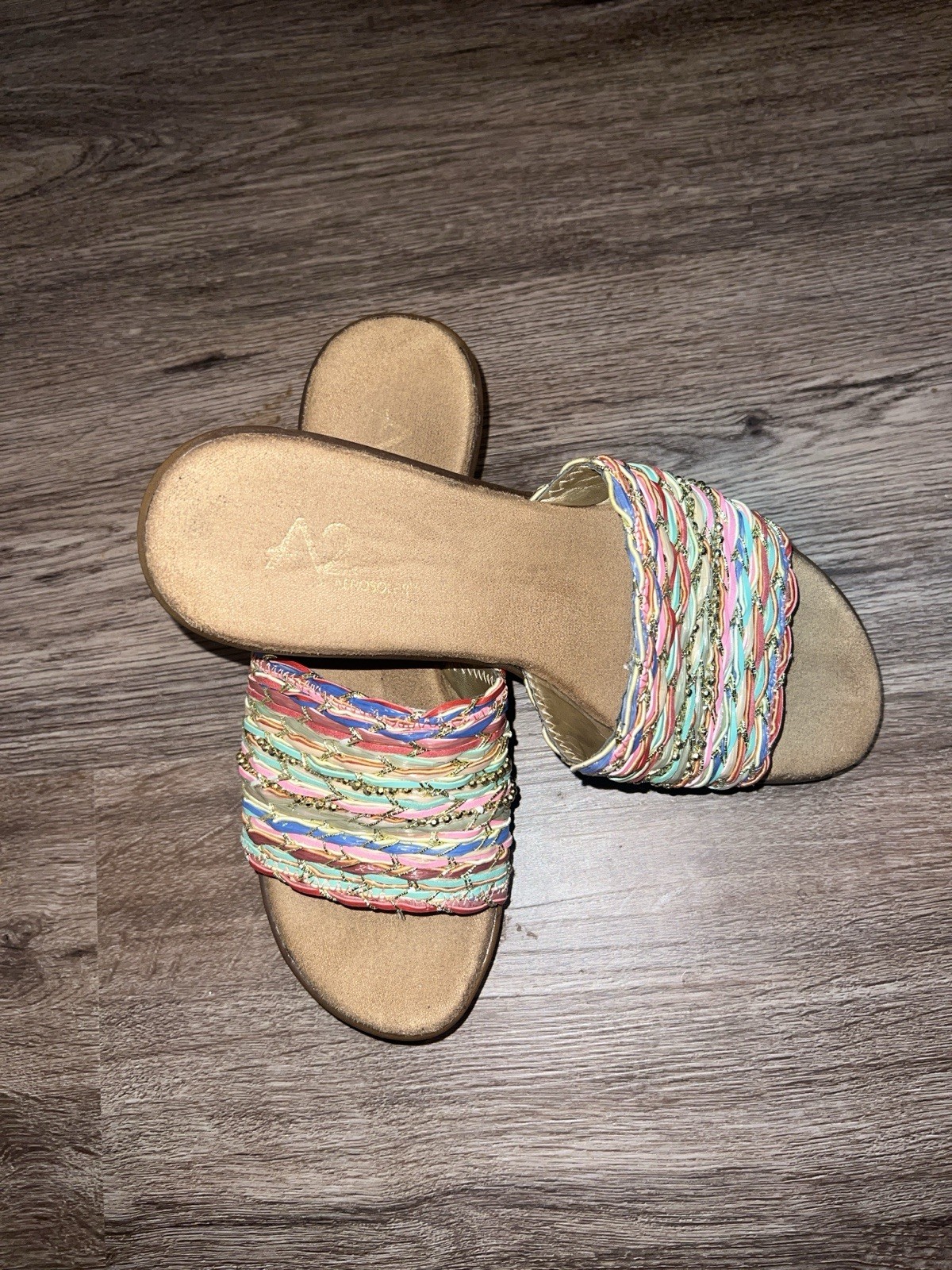 Aerosoles A2 Say Yes Woven Sandals 6.5 Wedge Heel Colorful Boho Festival Classic