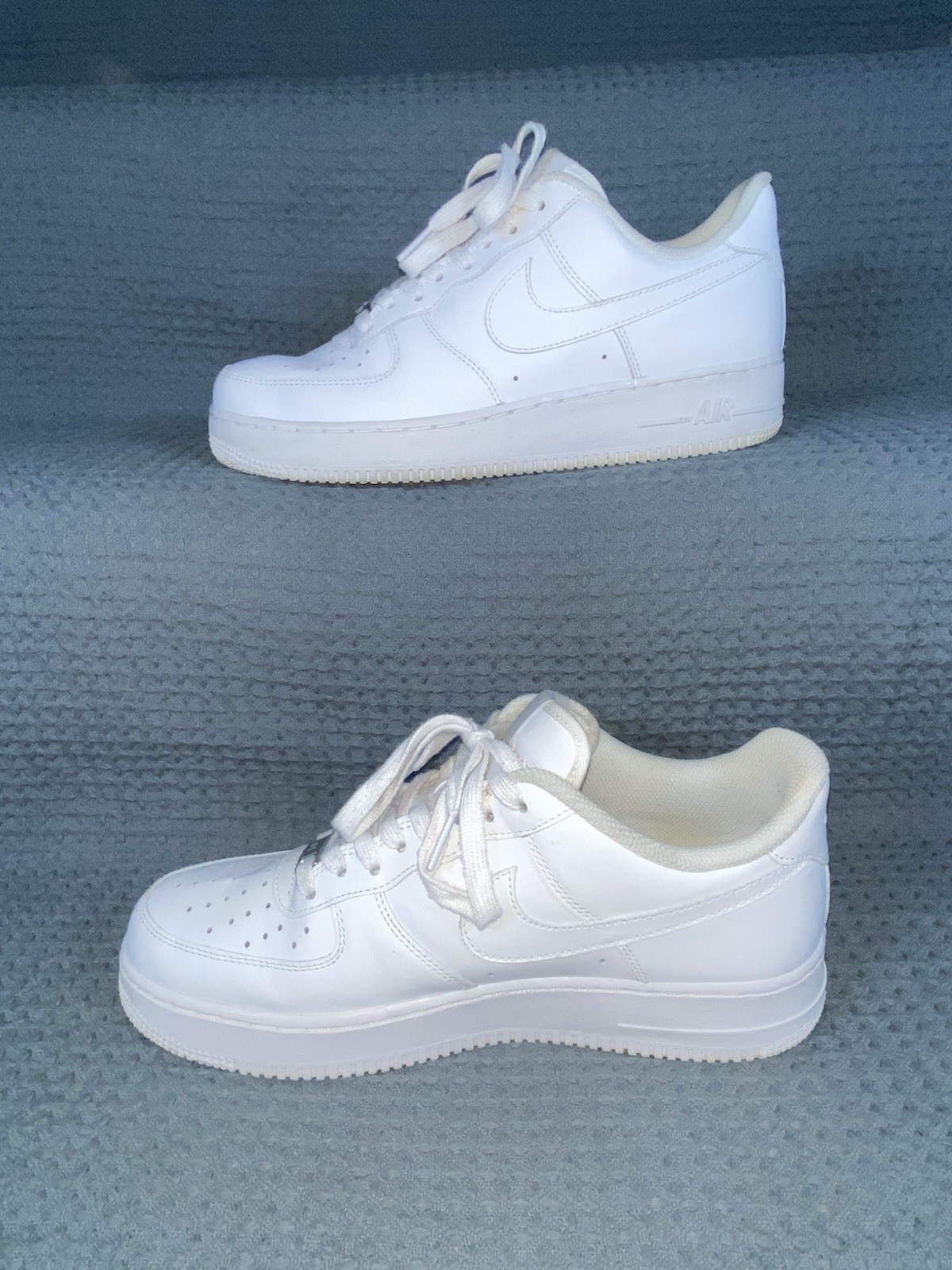 Nike Air Force 1 Triple White/White/White Low Top Lace-Up Leather Sneaker