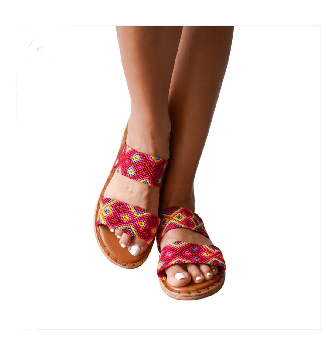 ECLECTIC ARRAY Hasen Woven Bands Mai Tai Sandals Size US 8/EURO 38