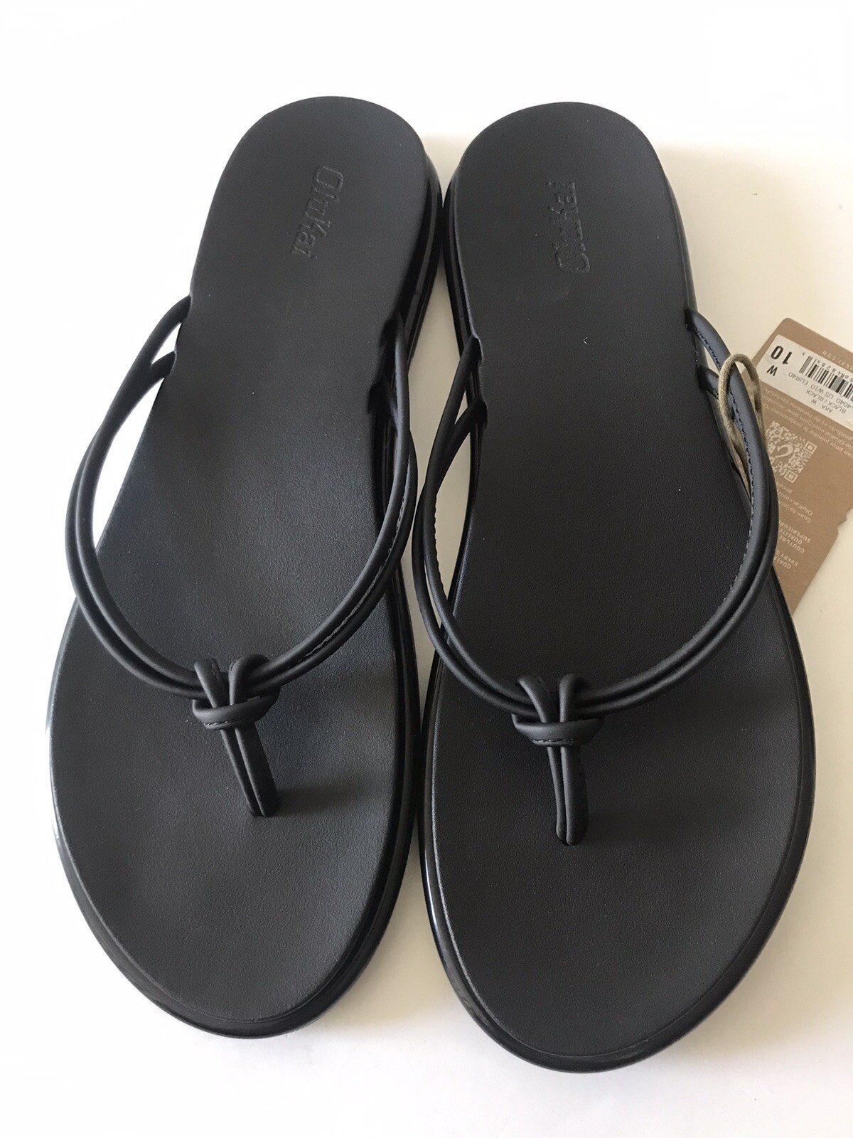 WOMEN’S OLUKAI BLACK ‘AKA KNOTTED STRAPS BEACH/POOL FLIP FLOP SANDALS SIZ 10 NWT