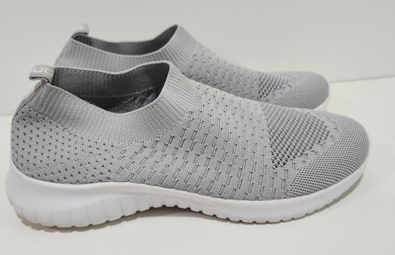 Tiosebon Women’s Slip On Knit Walking Shoes Grey Comfort Sneakers EU 40 US 8