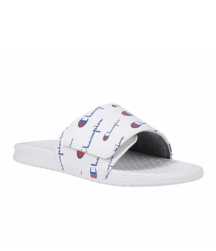 Champion Unisex Open-Toe Logo Slide Sandals – White Women Sz 6 Boys Sz 4