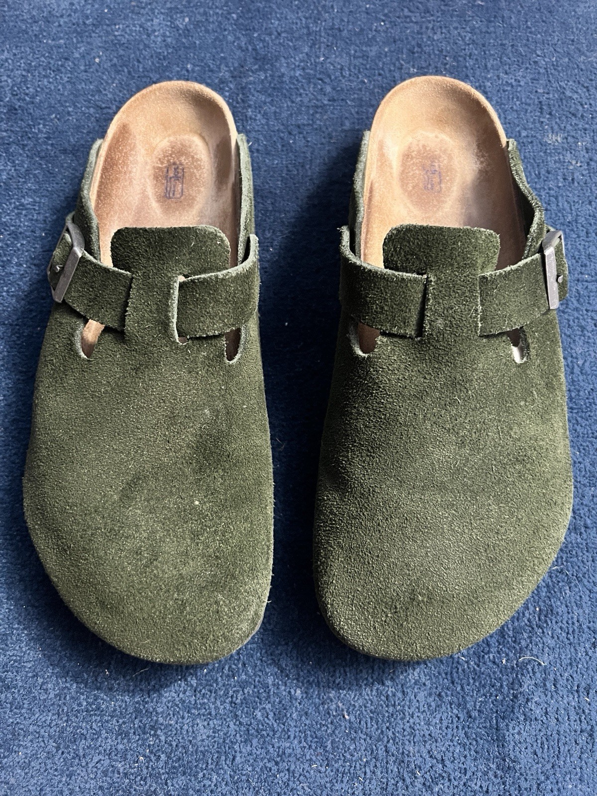 Birkenstock Clogs Size 10-10.5 Suede Olive Green Soft Footbed