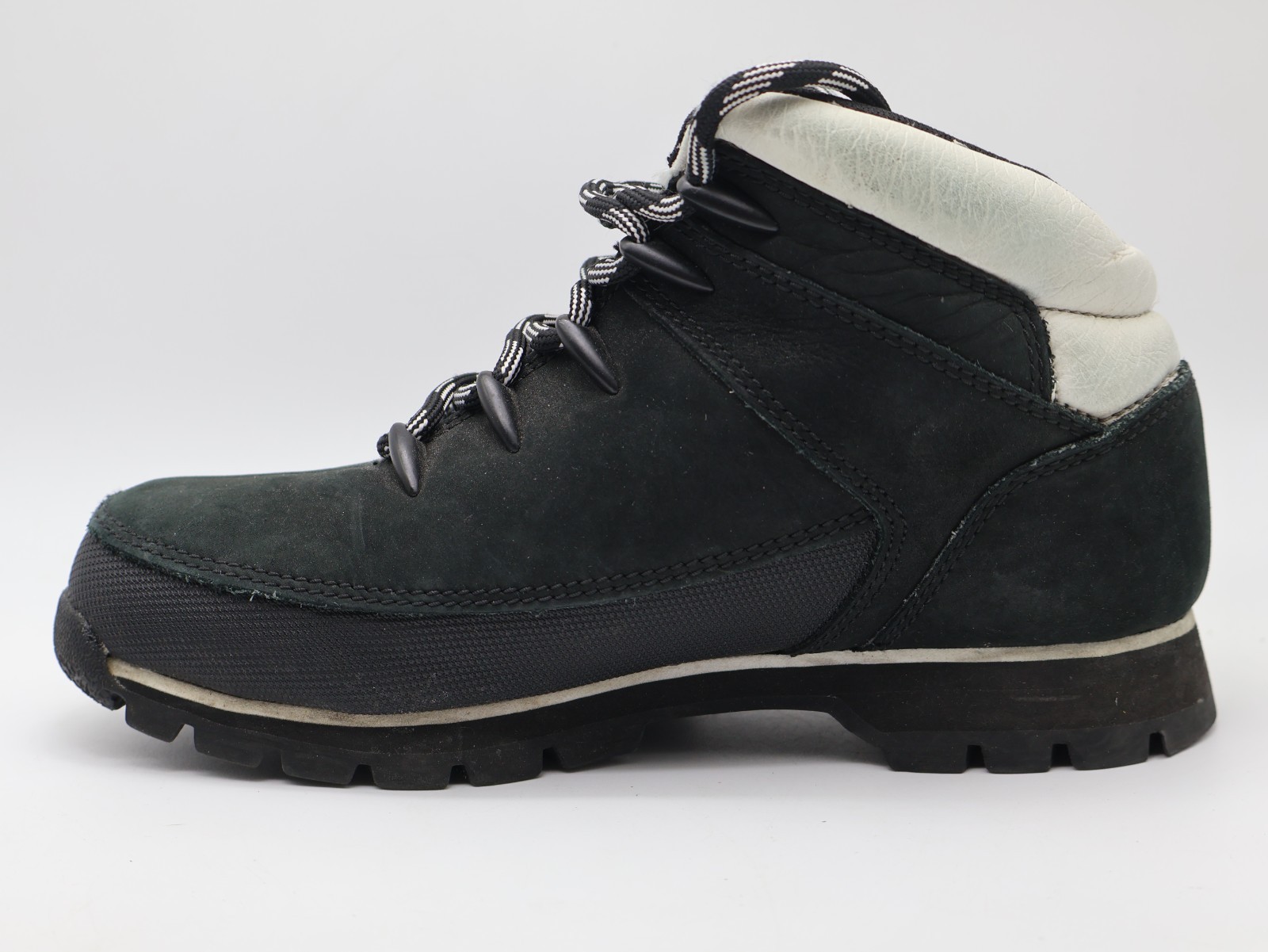 Timberland Euro Sprint Mid Hiker Boot A1R39 Women’s Size 6.5 Black White Trim