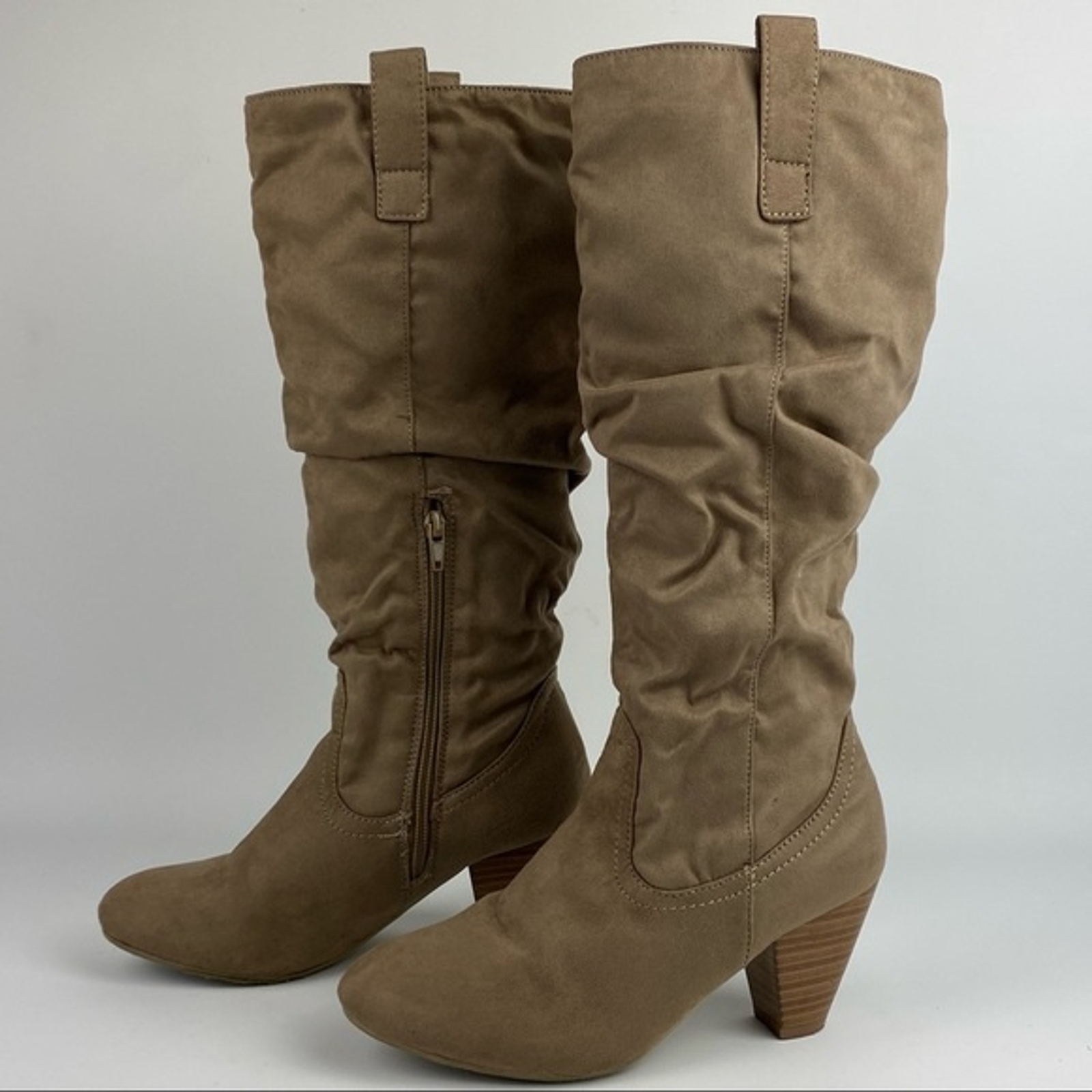 Call It Spring Heeled Boots Womens Size 7 Tan Zipper Long Boots