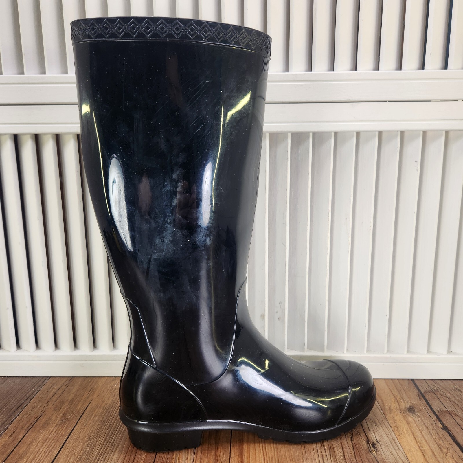 UGG Shaye Rain Boots Women’s Sz 5 Black Tall Waterproof Rubber Style Made In USA