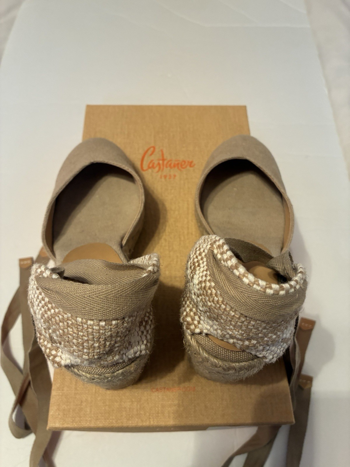 Castañer Chiara Wedge Platform Espadrille Sandal in Sand Size 36/6 with Box